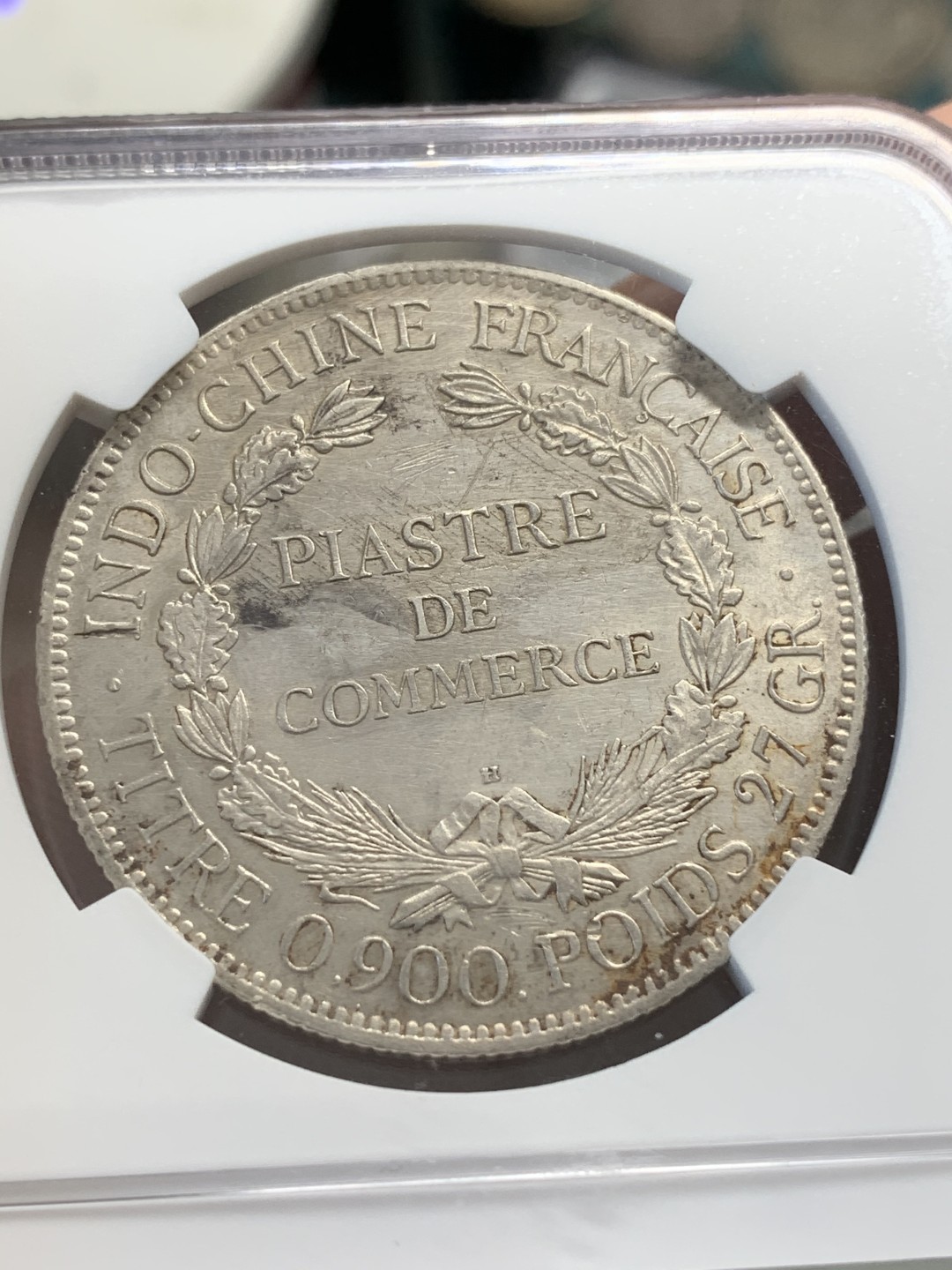 《竞宝斋》第80场-本周日，周一 2场连拍（全场不限金额包邮） 法属 印支 NGC UNC 1922年H版 坐人 1皮阿斯特 大银币 原味状态 非常不错 细节见图