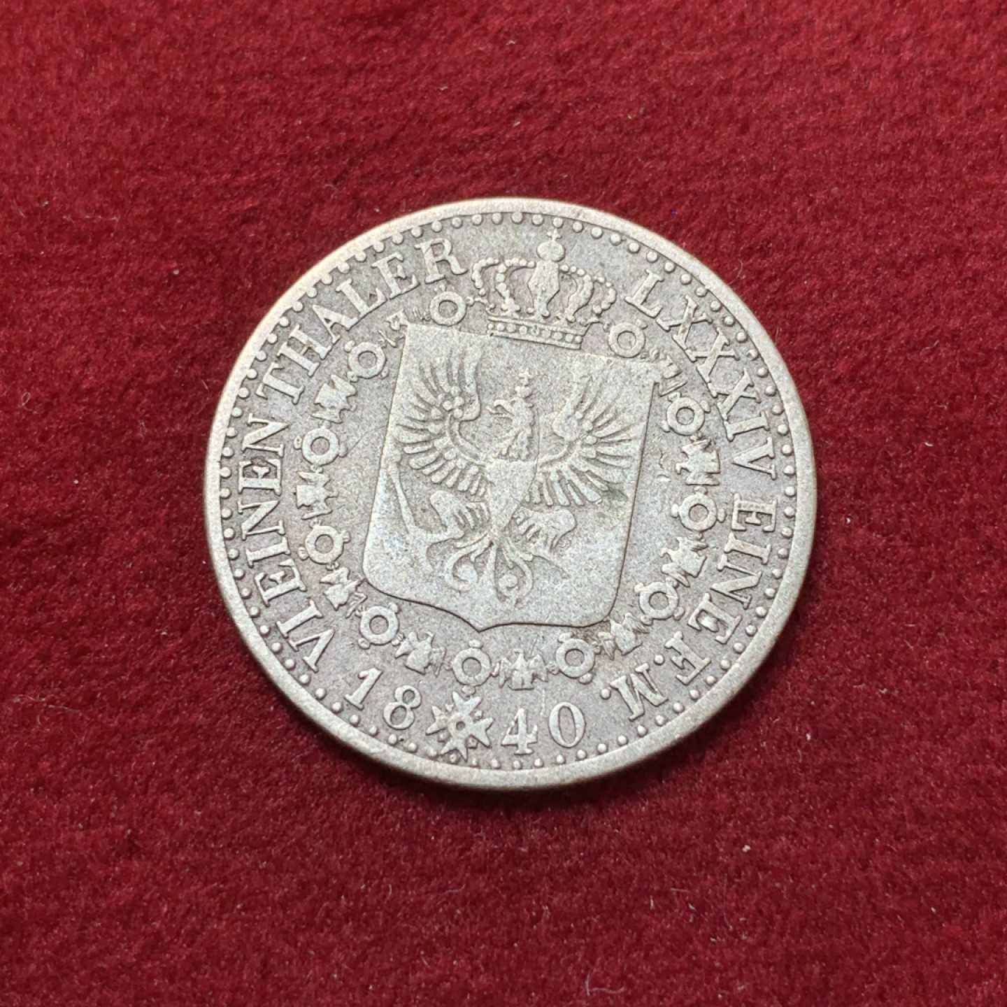 《竞宝斋》第80场-本周日，周一 2场连拍（全场不限金额包邮） 1840年德国普鲁士威廉三世1/6泰勒 银币