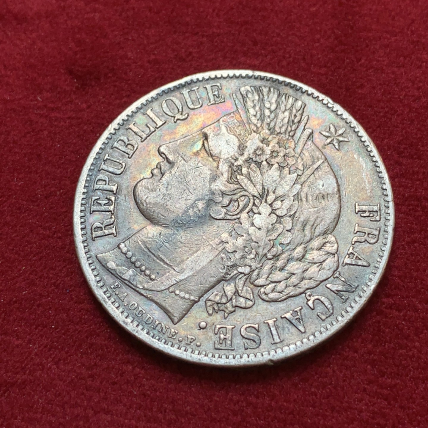 《竞宝斋》第80场-本周日，周一 2场连拍（全场不限金额包邮） 法国1850年 谷物女神 5法郎 大银币 好品老包浆