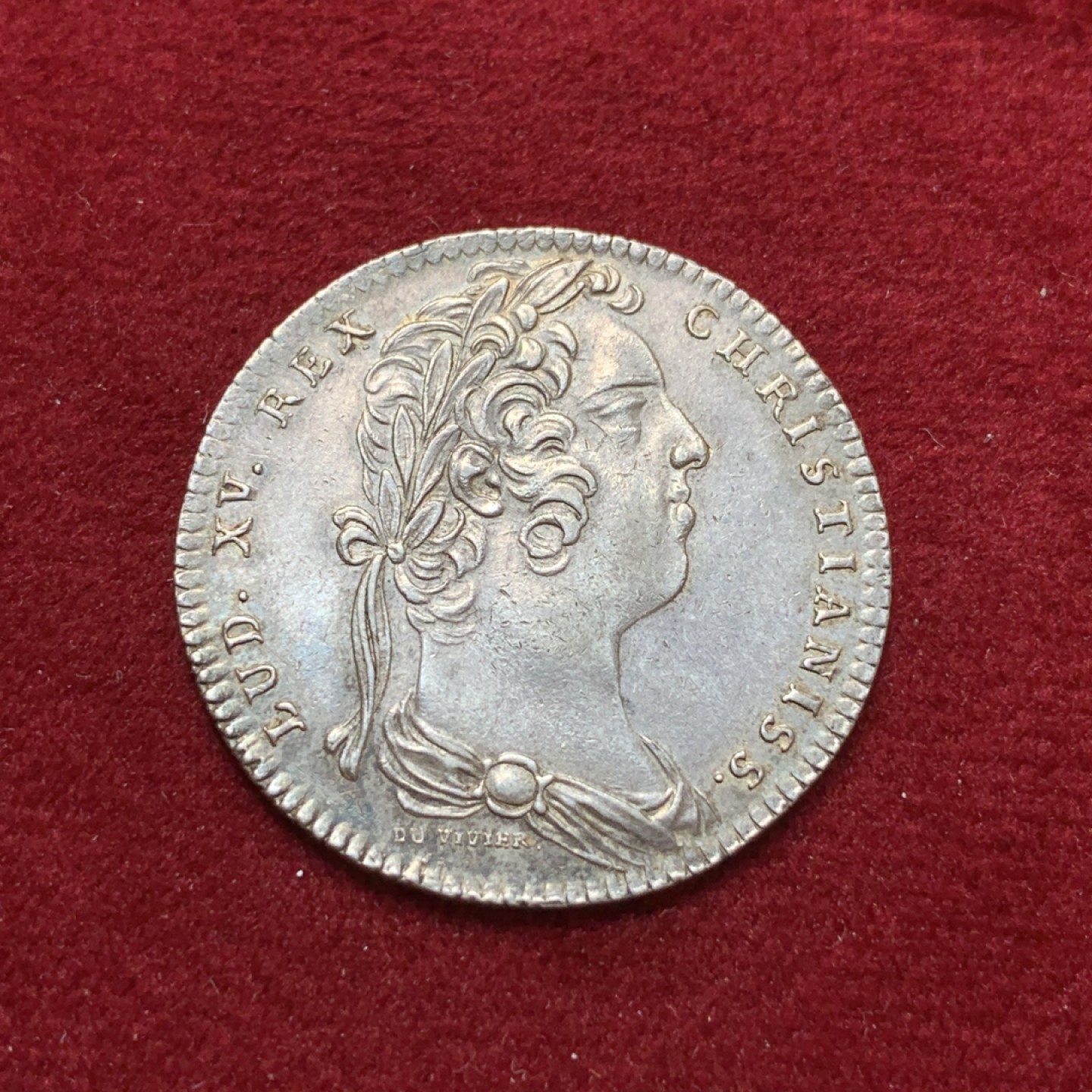 《竞宝斋》第80场-本周日，周一 2场连拍（全场不限金额包邮） 法国1732年 JETON 路易十五 美品银质代币