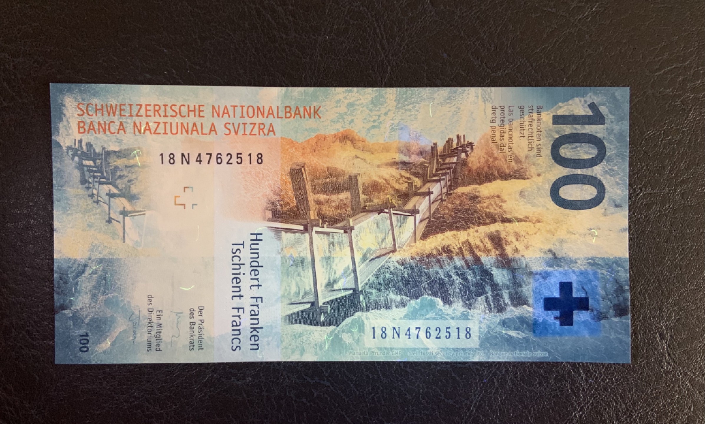 收藏联盟Quantum Auction 第181期拍卖 瑞士2018年100法郎 品相全新UNC 科技版之水利科技