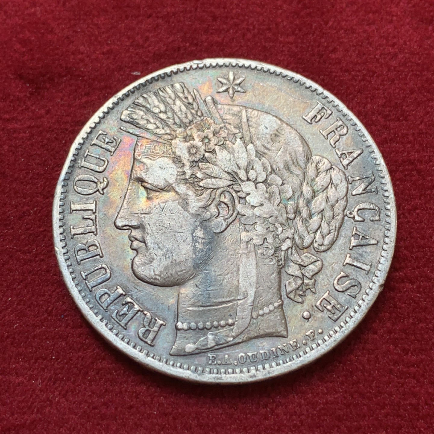 《竞宝斋》第80场-本周日，周一 2场连拍（全场不限金额包邮） 法国1850年 谷物女神 5法郎 大银币 好品老包浆