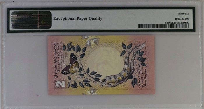 收藏联盟Quantum Auction 第181期拍卖 斯里兰卡1979年2卢比 PMG66 宝石鱼