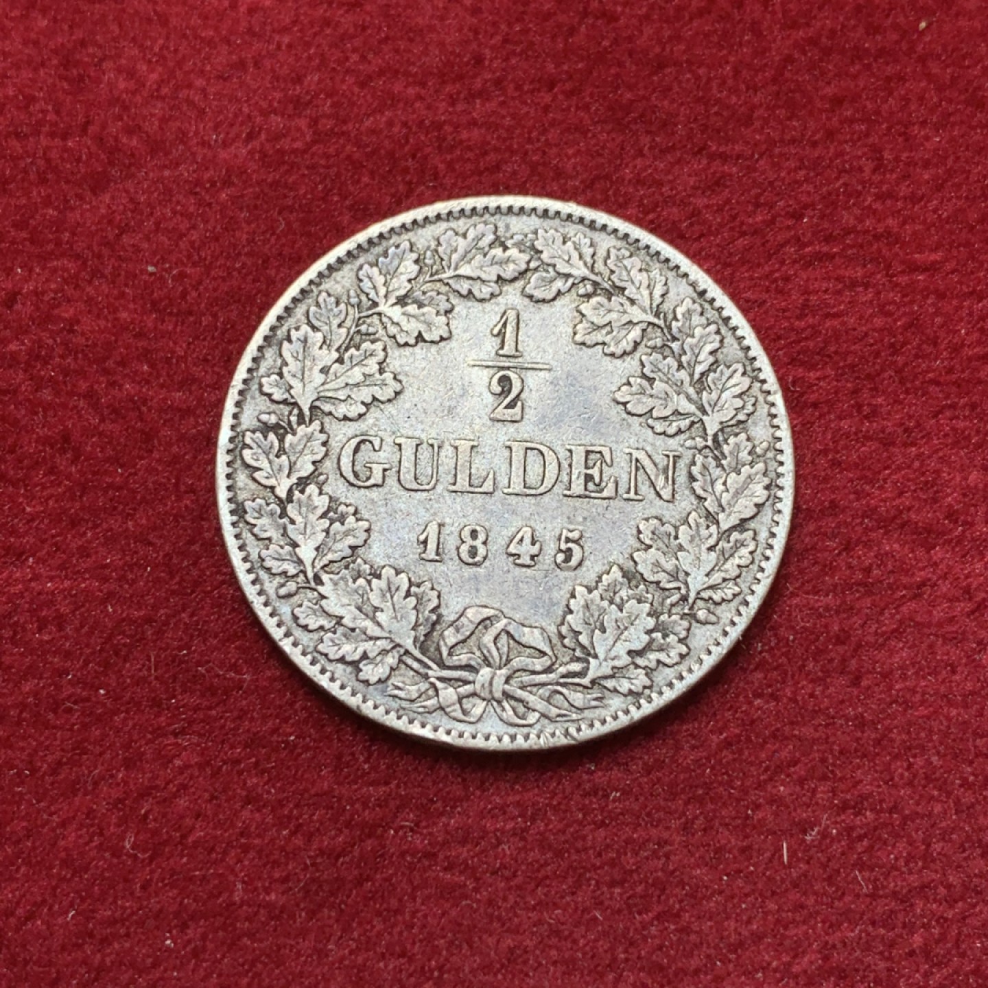 《竞宝斋》第80场-本周日，周一 2场连拍（全场不限金额包邮） 1845年德国巴伐利亚路德维希半盾银币