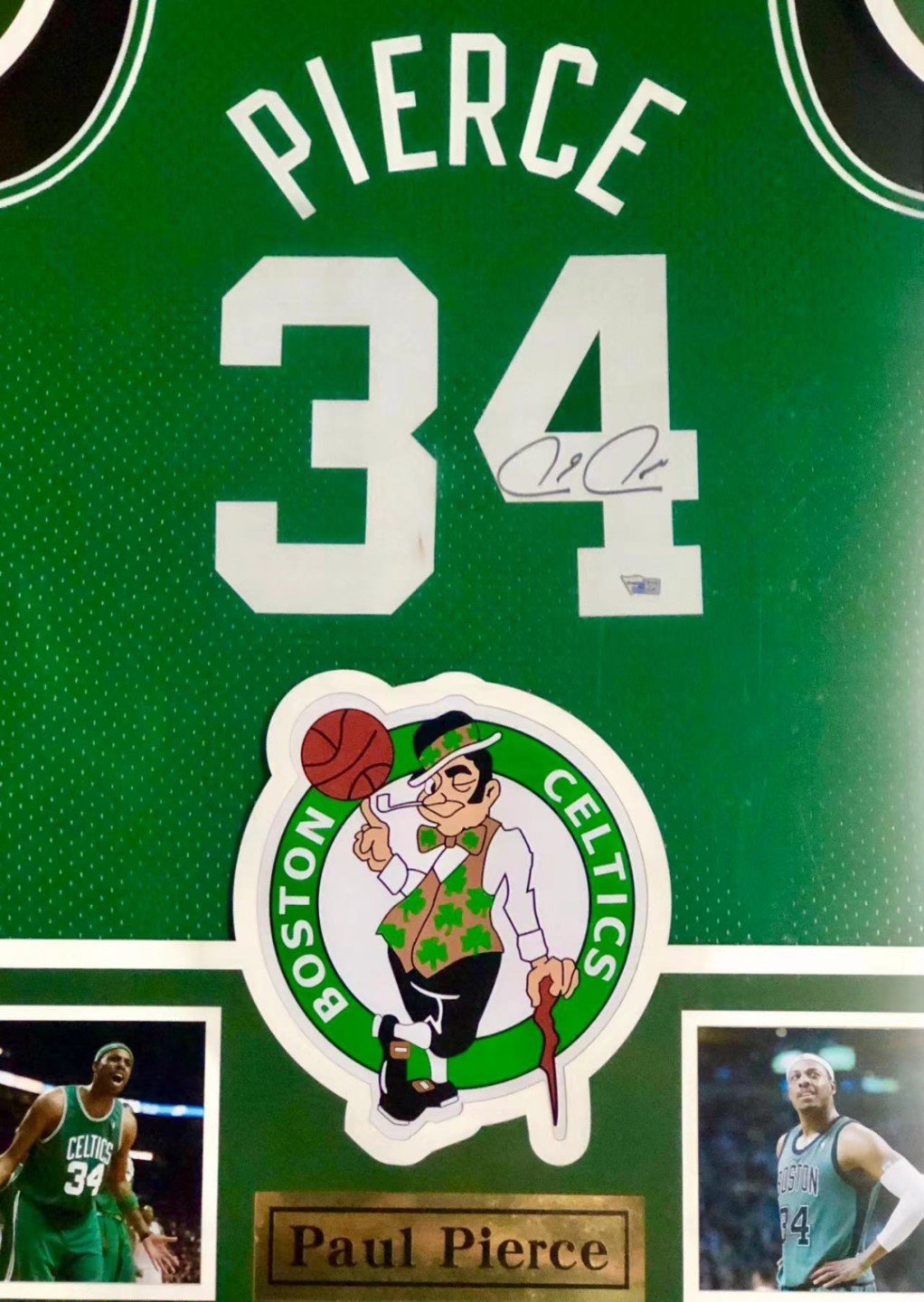 零元拍：高端版！“真理”保罗皮尔斯 签字球衣已做精美裱框 NBA凯尔特人队魂 Hardwood&Classics正品球衣 权威发行商Fanatics公司鉴定认证