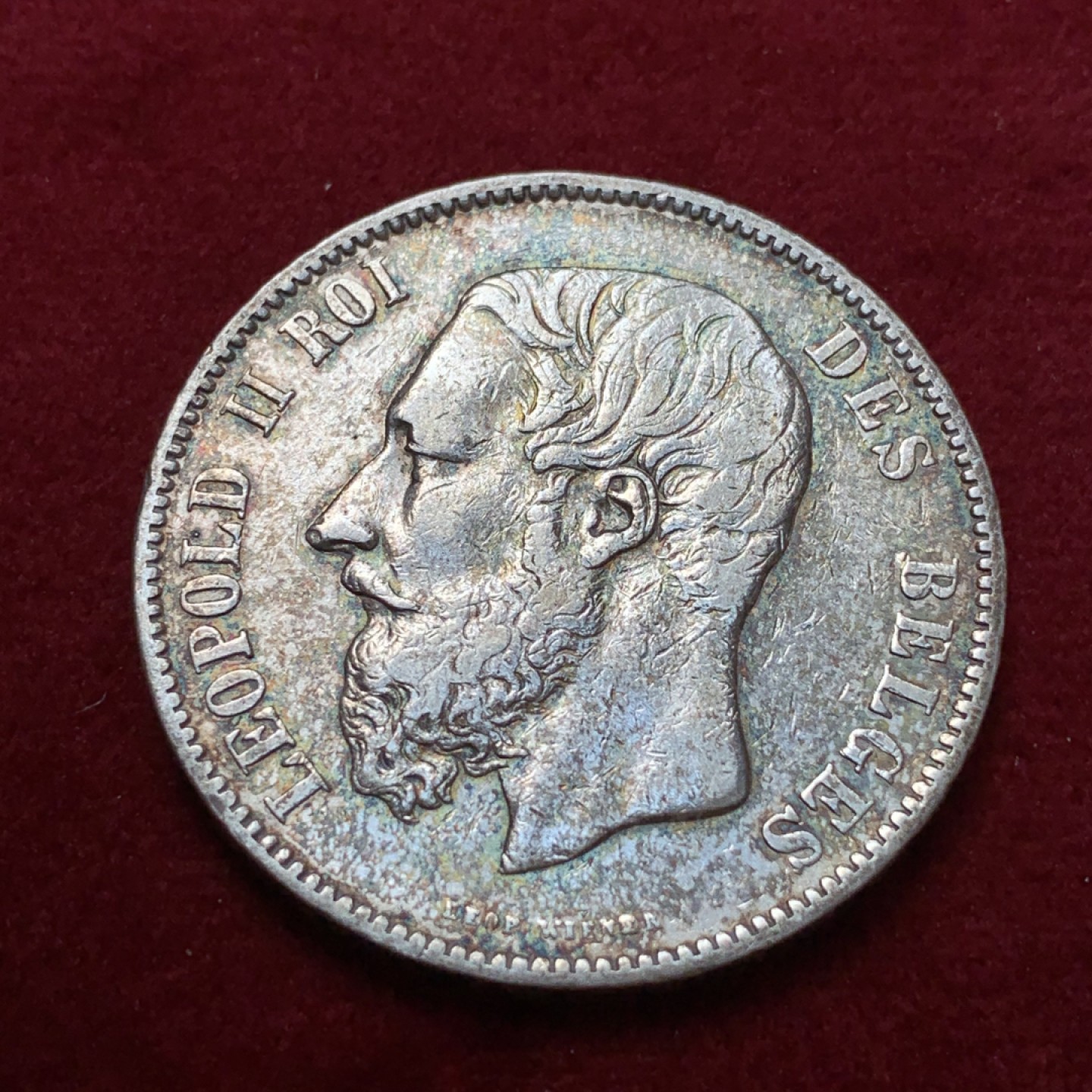 《竞宝斋》第80场-本周日，周一 2场连拍（全场不限金额包邮） 比利时 1873年 5法郎 银币