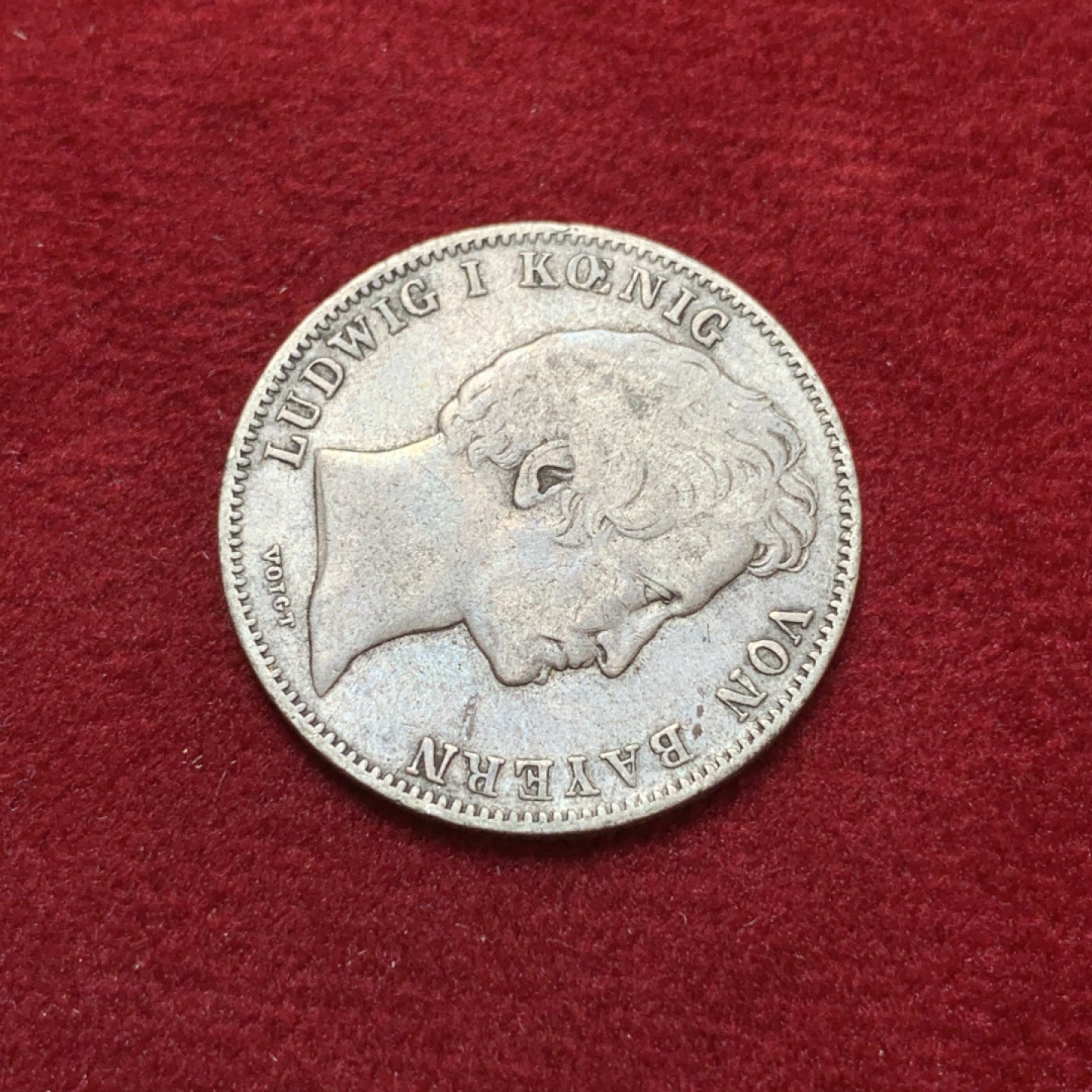 《竞宝斋》第80场-本周日，周一 2场连拍（全场不限金额包邮） 1845年德国巴伐利亚路德维希半盾银币