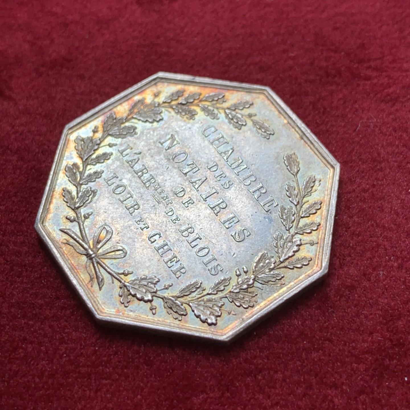 《竞宝斋》第80场-本周日，周一 2场连拍（全场不限金额包邮） 法国公平女神八角银章，10.8克30mm手指AR边铭