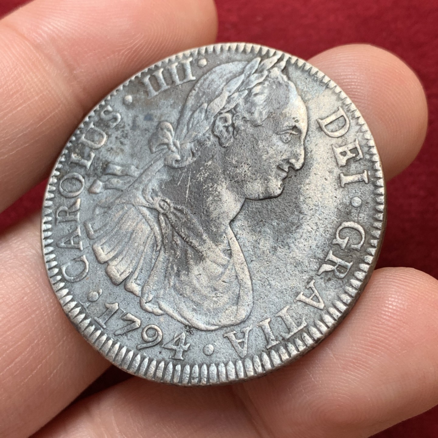 《竞宝斋》第80场-本周日，周一 2场连拍（全场不限金额包邮） 西属墨西哥1794卡洛斯四世双柱银币