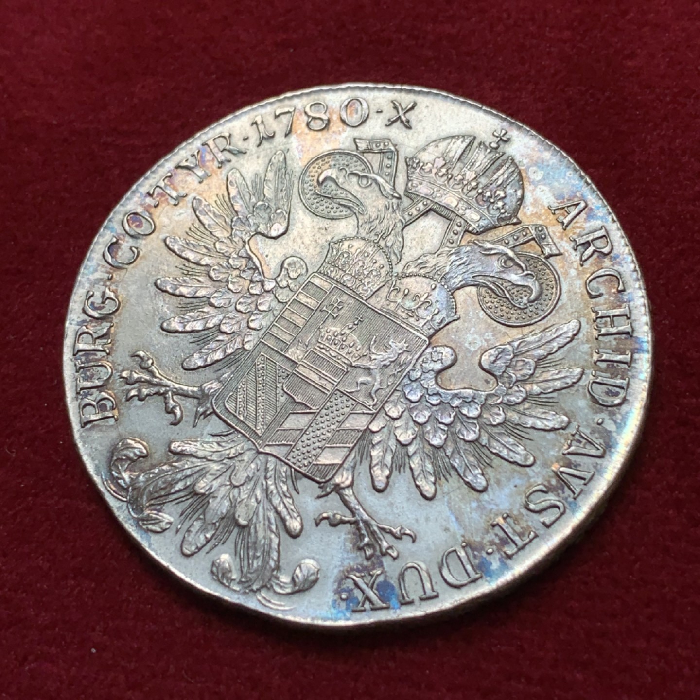 《竞宝斋》第80场-本周日，周一 2场连拍（全场不限金额包邮） 奥匈 1780年 大奶妈 大银币 五彩包浆 双羽版 较少版本