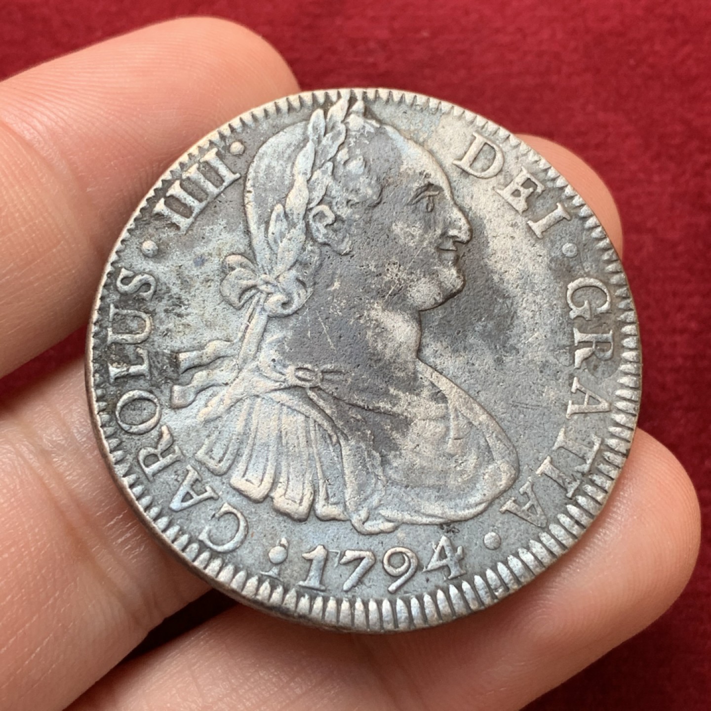 《竞宝斋》第80场-本周日，周一 2场连拍（全场不限金额包邮） 西属墨西哥1794卡洛斯四世双柱银币