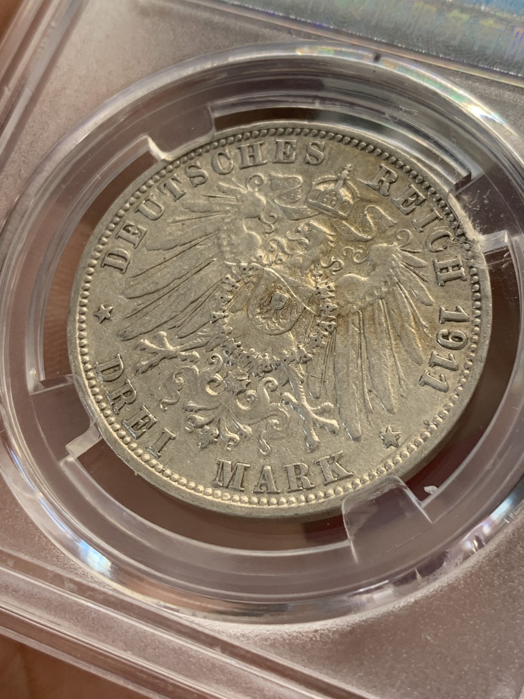 《竞宝斋》第80场-本周日，周一 2场连拍（全场不限金额包邮） 保粹 UNC 德国 符腾堡 威廉二世 1911年 银婚 3马克 银币