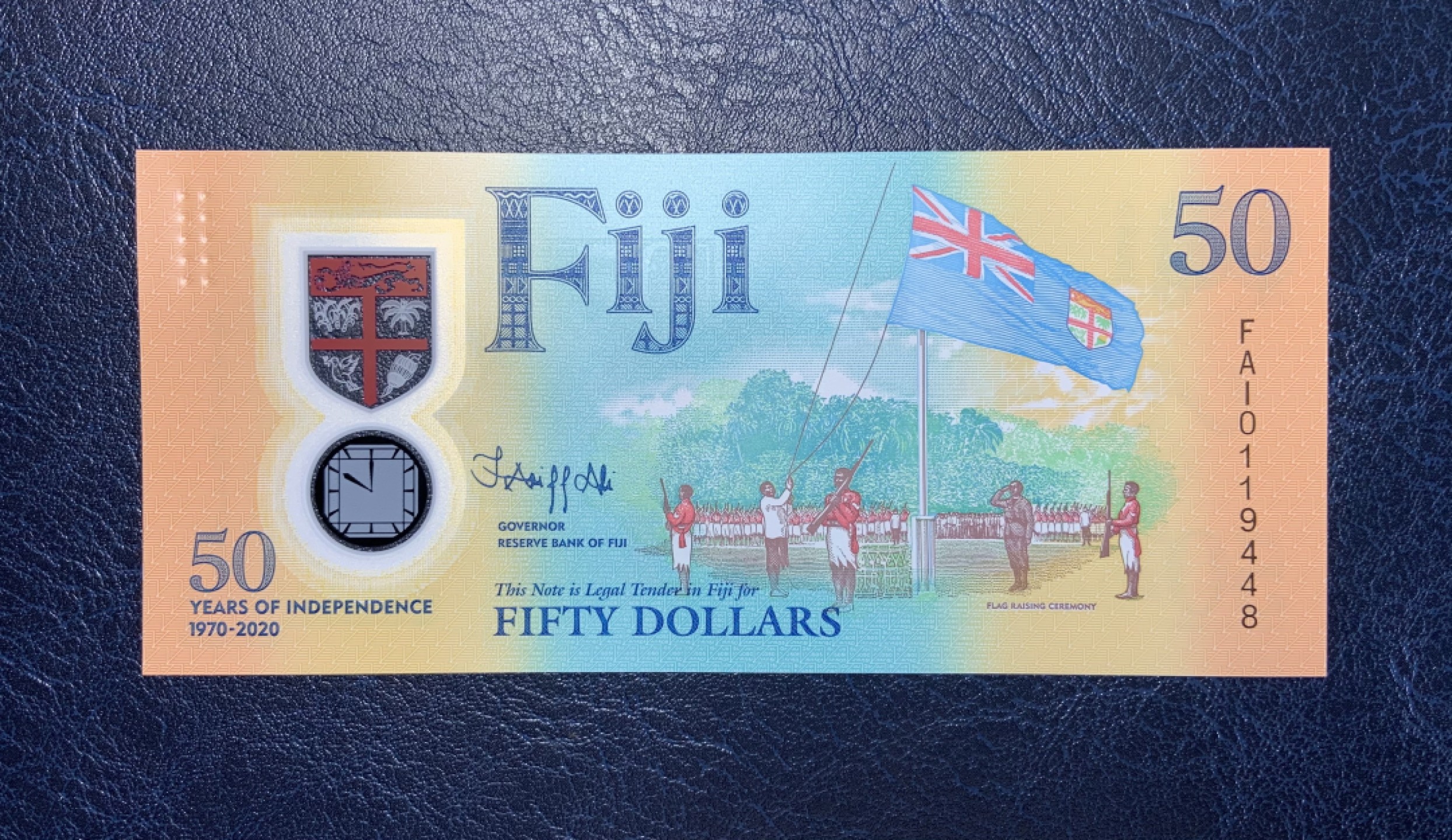 收藏联盟Quantum Auction 第181期拍卖 斐济2020年50元 品相全新UNC 独立50周年纪念 塑料钞