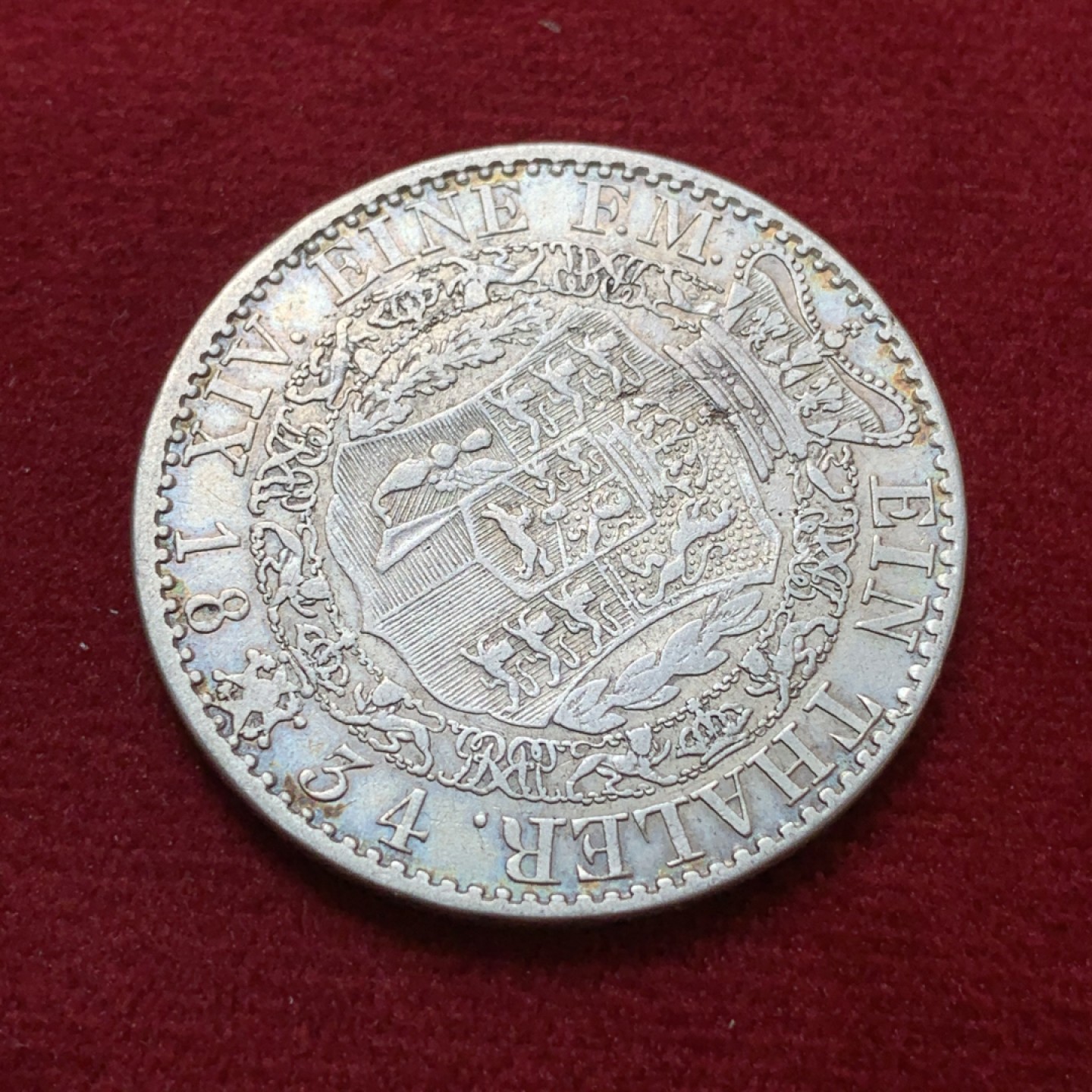 《竞宝斋》第80场-本周日，周一 2场连拍（全场不限金额包邮） 德国汉诺威  1834年 威廉四世 1泰勒 带彩 大银币