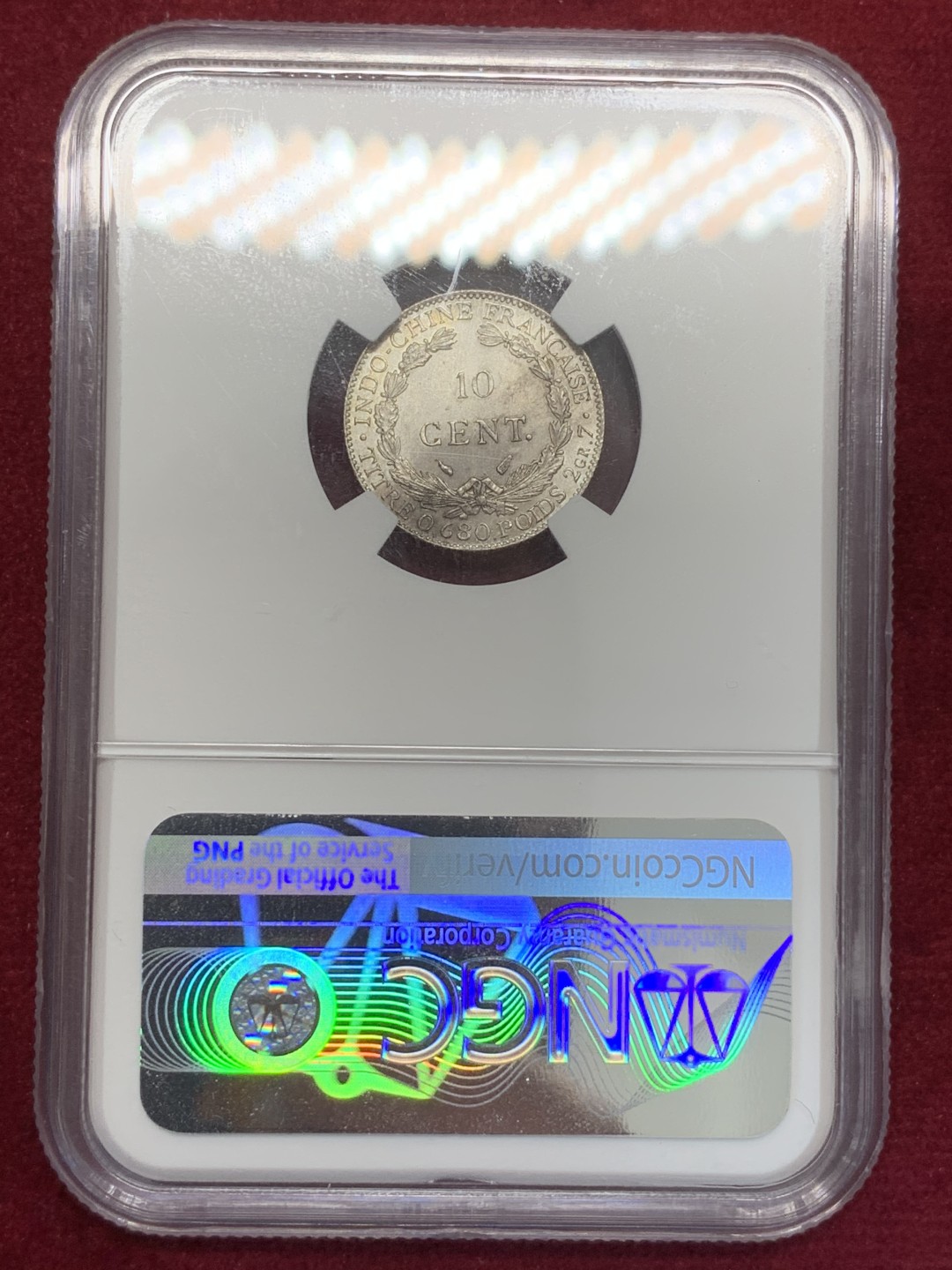 《竞宝斋》第80场-本周日，周一 2场连拍（全场不限金额包邮） NGC-MS64 法属印支 1937年 坐洋 10分 银币