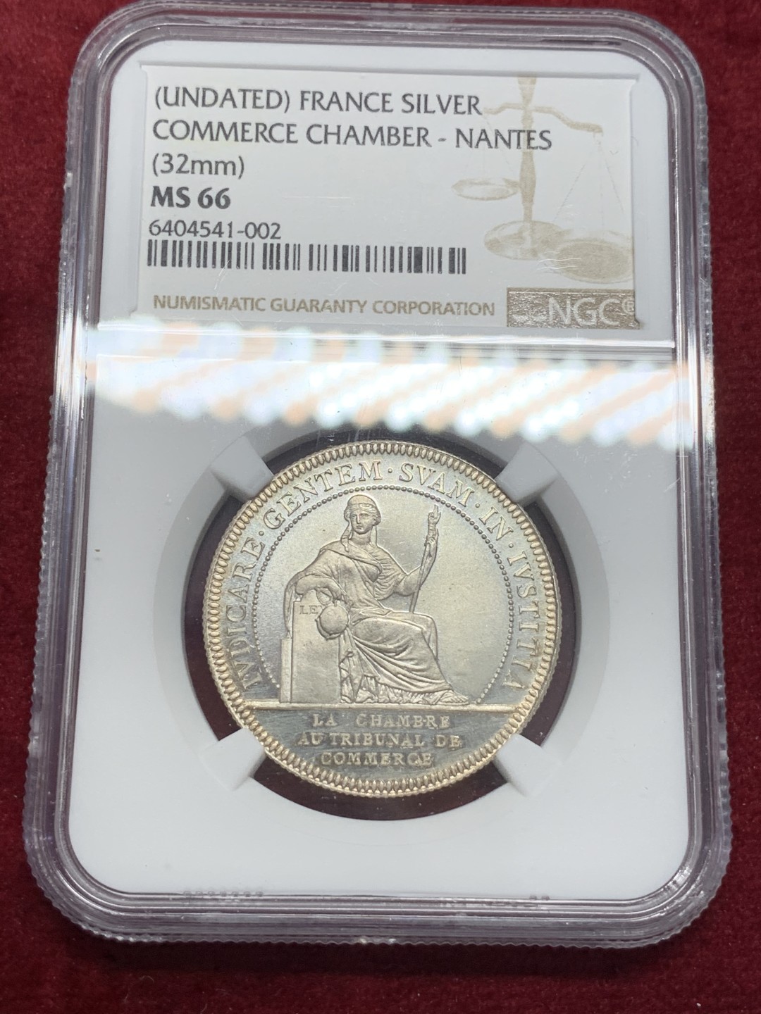 《竞宝斋》第80场-本周日，周一 2场连拍（全场不限金额包邮） NGC-MS66 法国十九世纪 南特大帆船 JETON银币 顶级品相