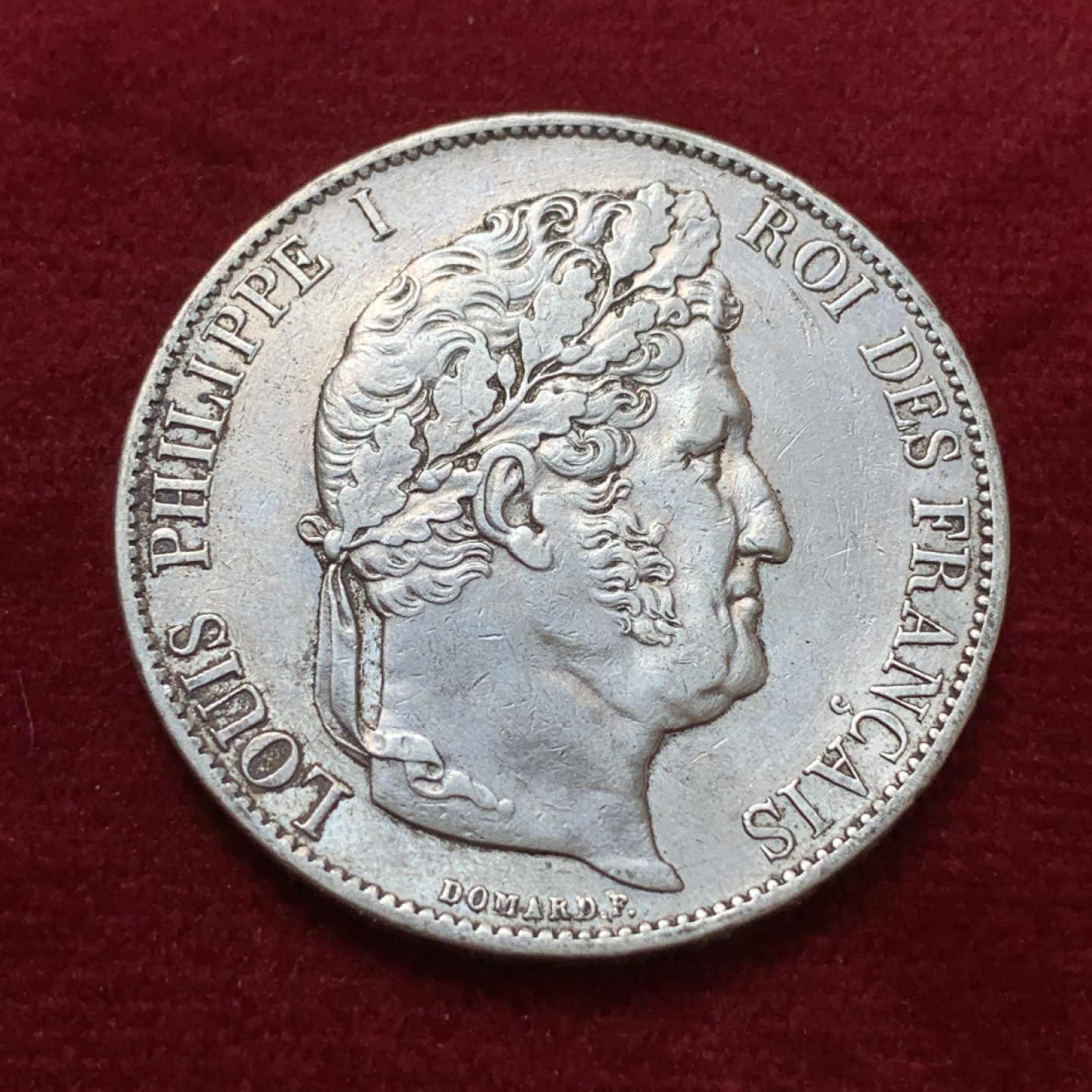 《竞宝斋》第80场-本周日，周一 2场连拍（全场不限金额包邮） 法国 1847-A年 菲利普一世 5法郎 大银币 细节清晰