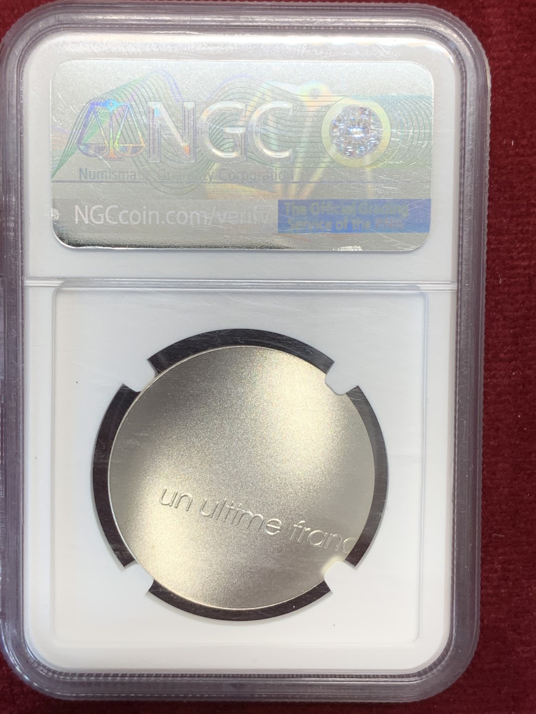 《竞宝斋》第80场-本周日，周一 2场连拍（全场不限金额包邮） NGC-69 MATTE 法国2001年最后的法郎 五彩加厚盒子