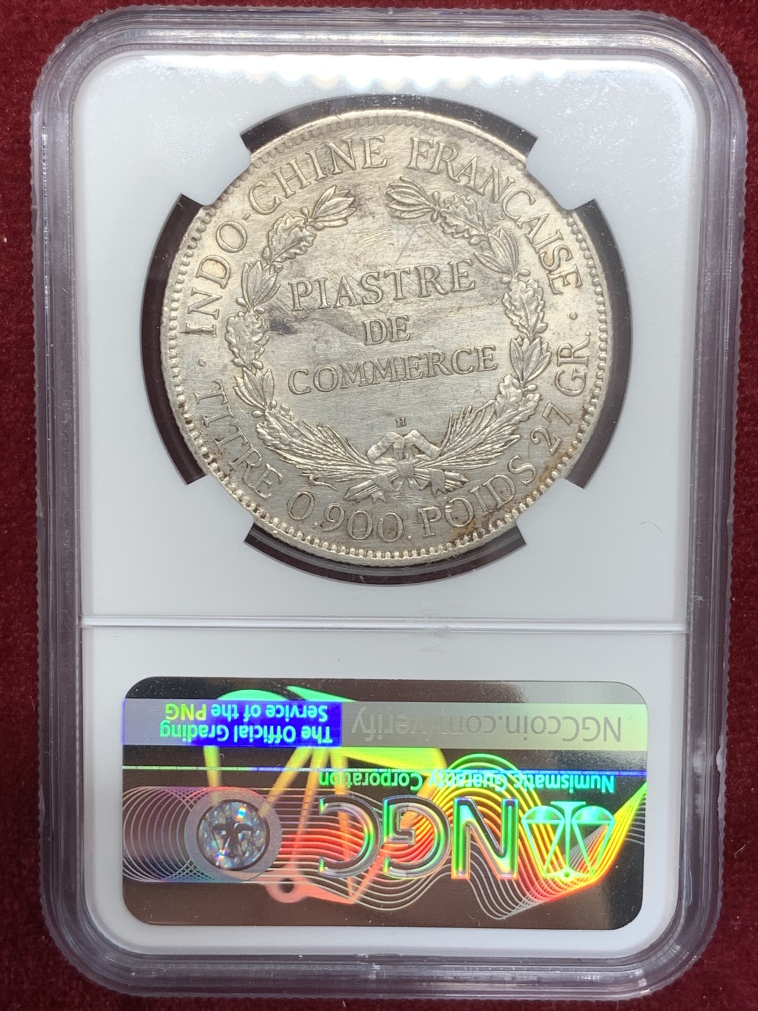 《竞宝斋》第80场-本周日，周一 2场连拍（全场不限金额包邮） 法属 印支 NGC UNC 1922年H版 坐人 1皮阿斯特 大银币 原味状态 非常不错 细节见图