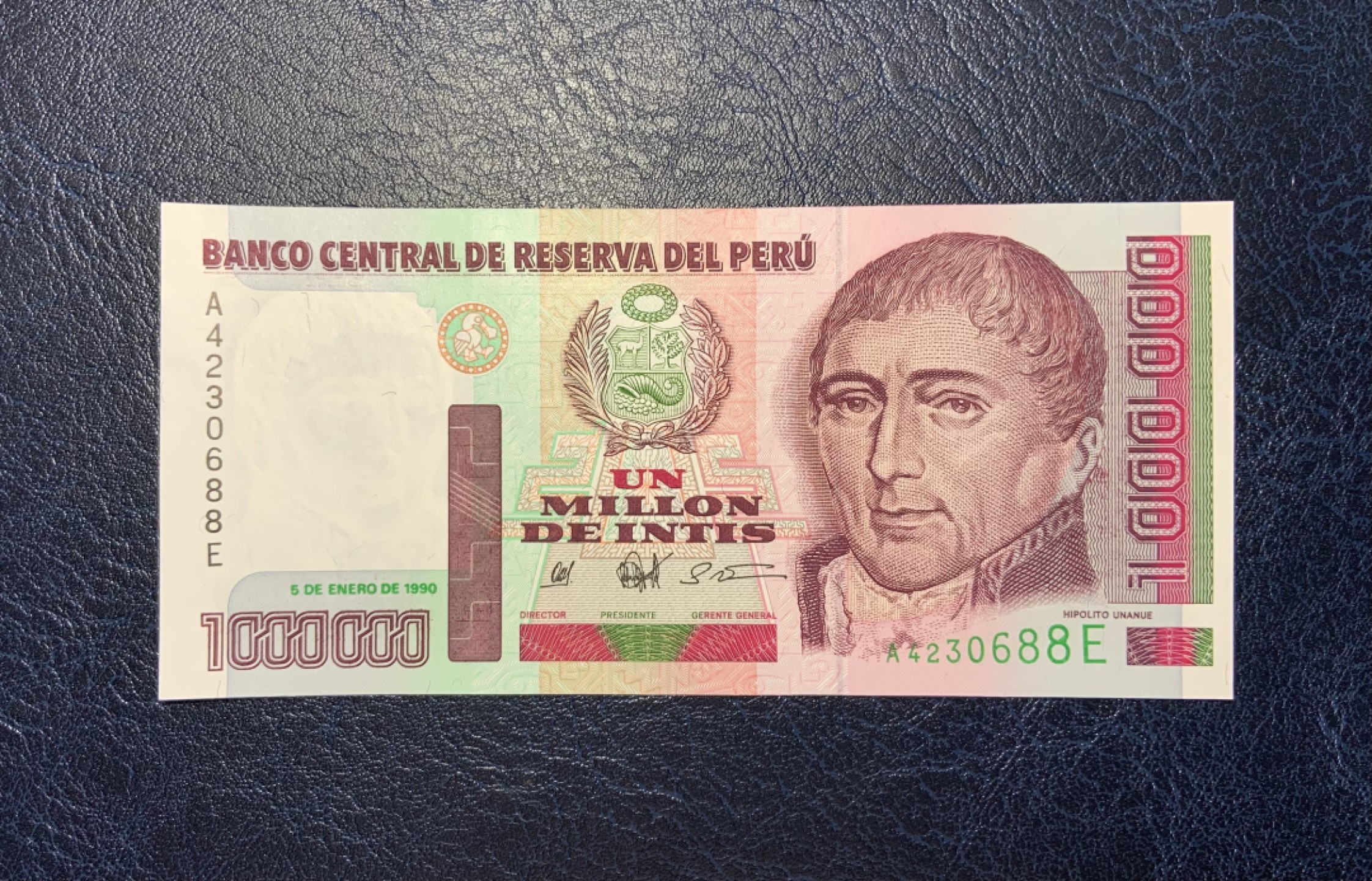 收藏联盟Quantum Auction 第181期拍卖 秘鲁1990年1000000印蒂 品相全新UNC 大面额稀少
