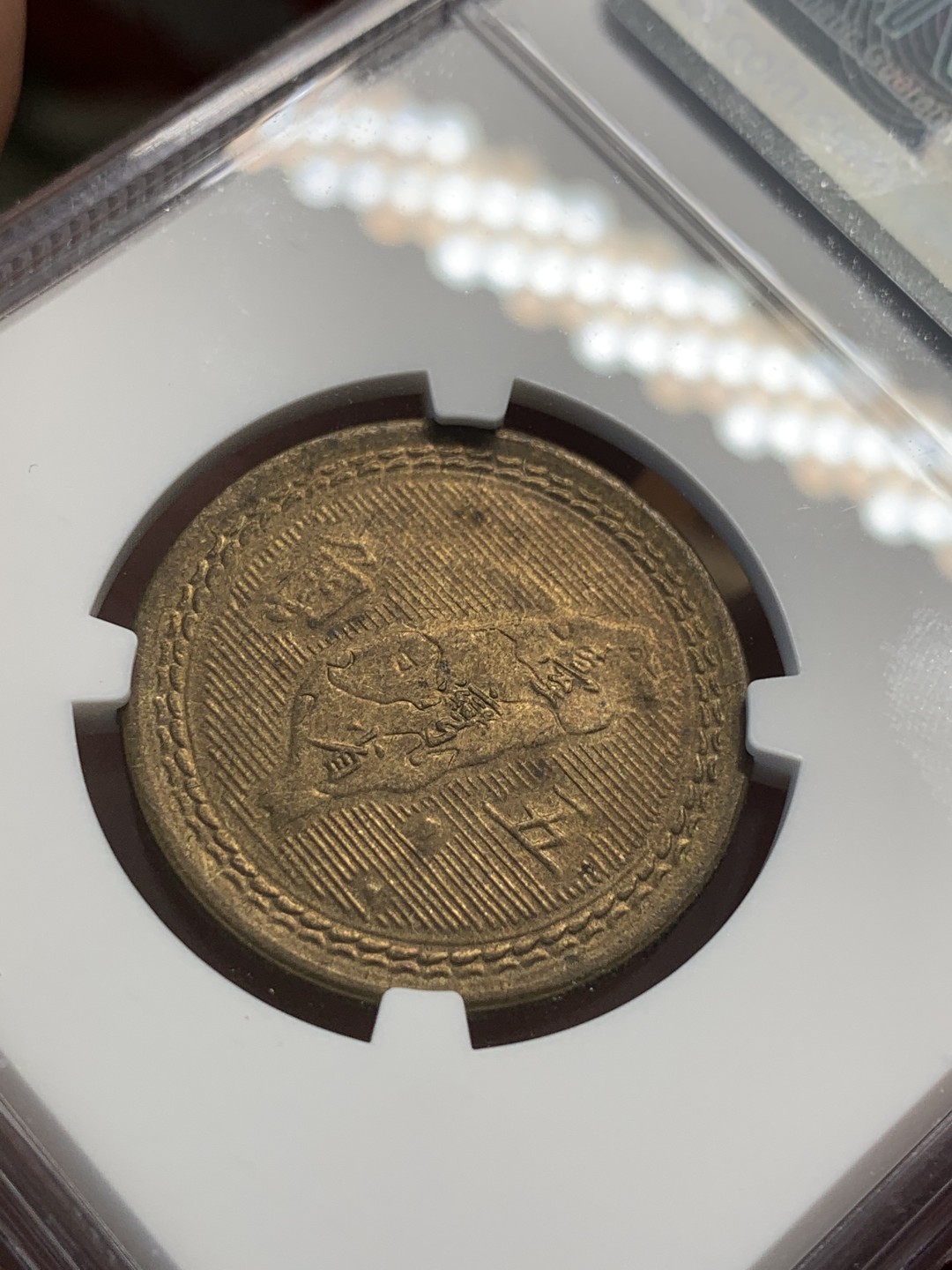 《竞宝斋》第80场-本周日，周一 2场连拍（全场不限金额包邮） NGC MS63 台湾省1954年孙像地瓜五角铜币，味道醇厚