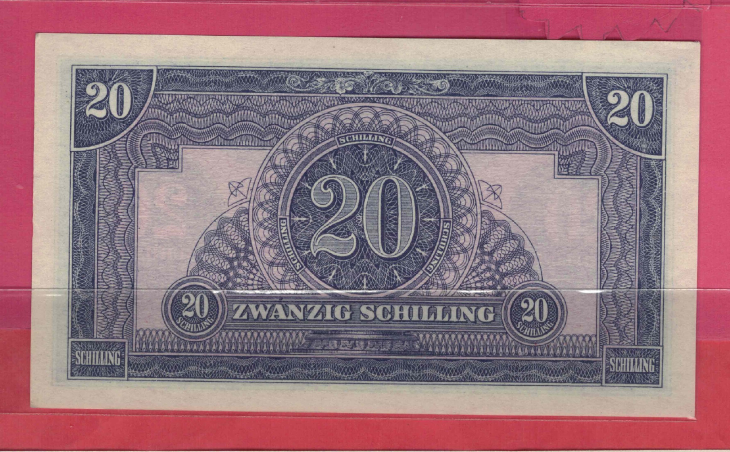 奥地利1944年20先令 克劳斯P-107 实物图 UNC      