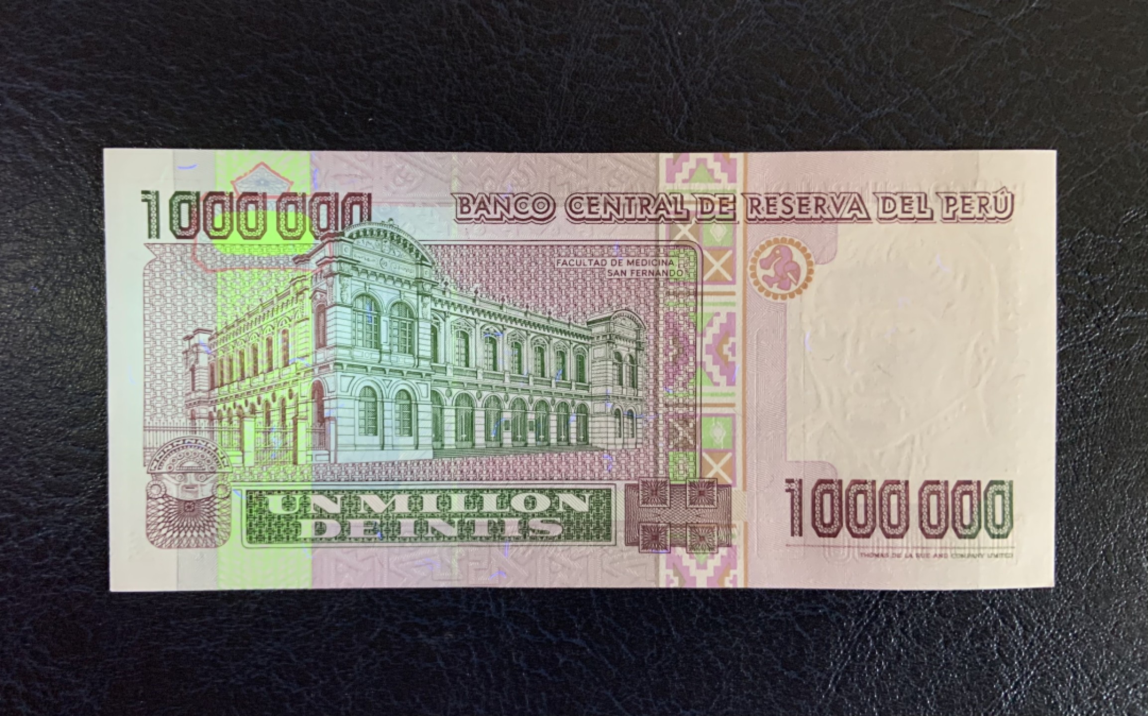 收藏联盟Quantum Auction 第181期拍卖 秘鲁1990年1000000印蒂 品相全新UNC 大面额稀少