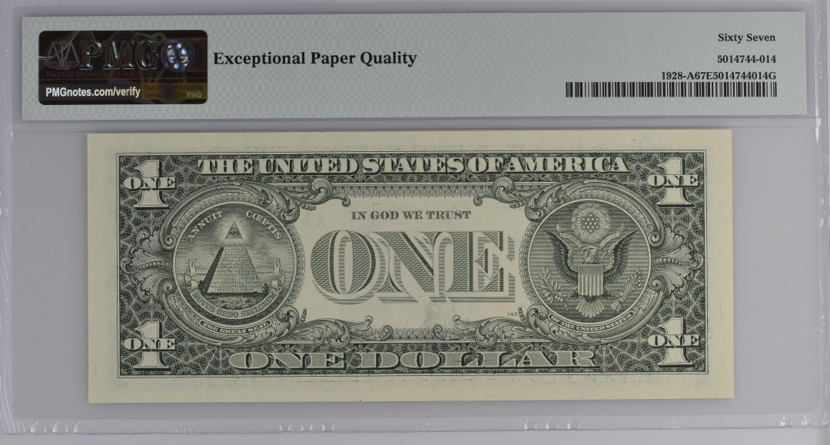 收藏联盟Quantum Auction 第181期拍卖 美国2003年1元 PMG67 雷达号 不带347