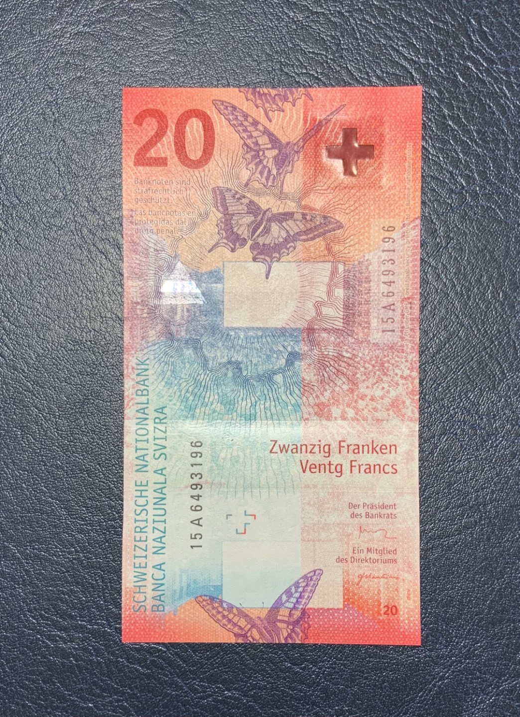 收藏联盟Quantum Auction 第182期拍卖 瑞士2015年20法郎 品相全新UNC A冠 尾号196