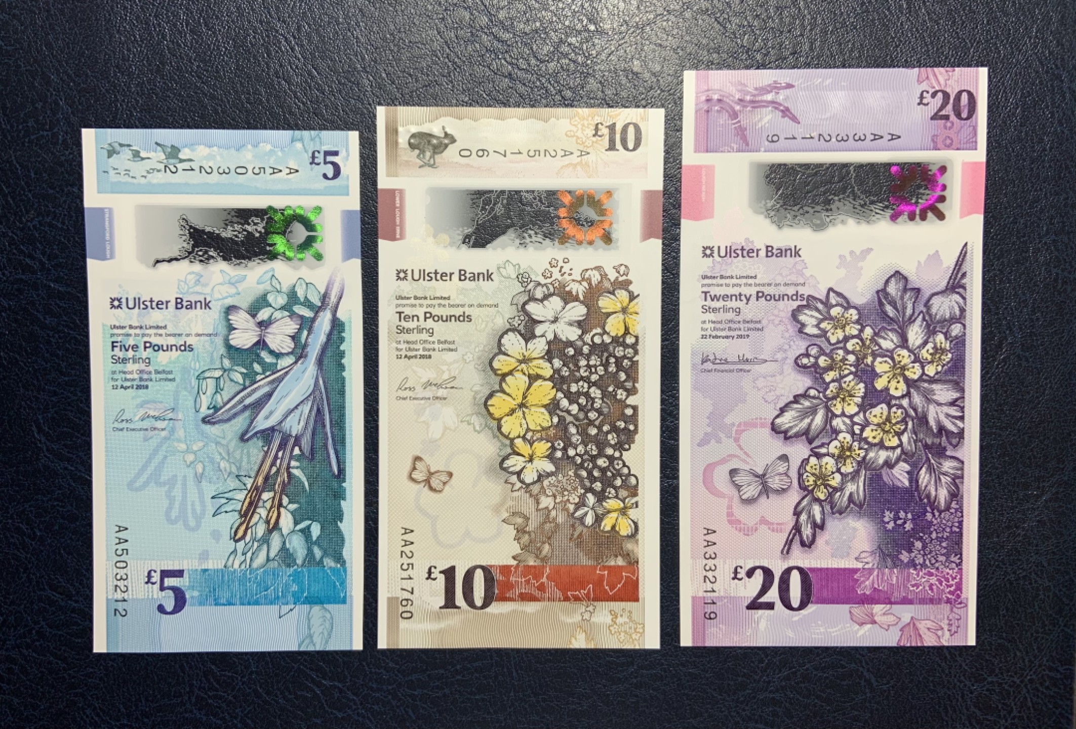 收藏联盟Quantum Auction 第182期拍卖 北爱尔兰优斯特银行2019年5_10_20镑一套 品相全新UNC 首发AA冠