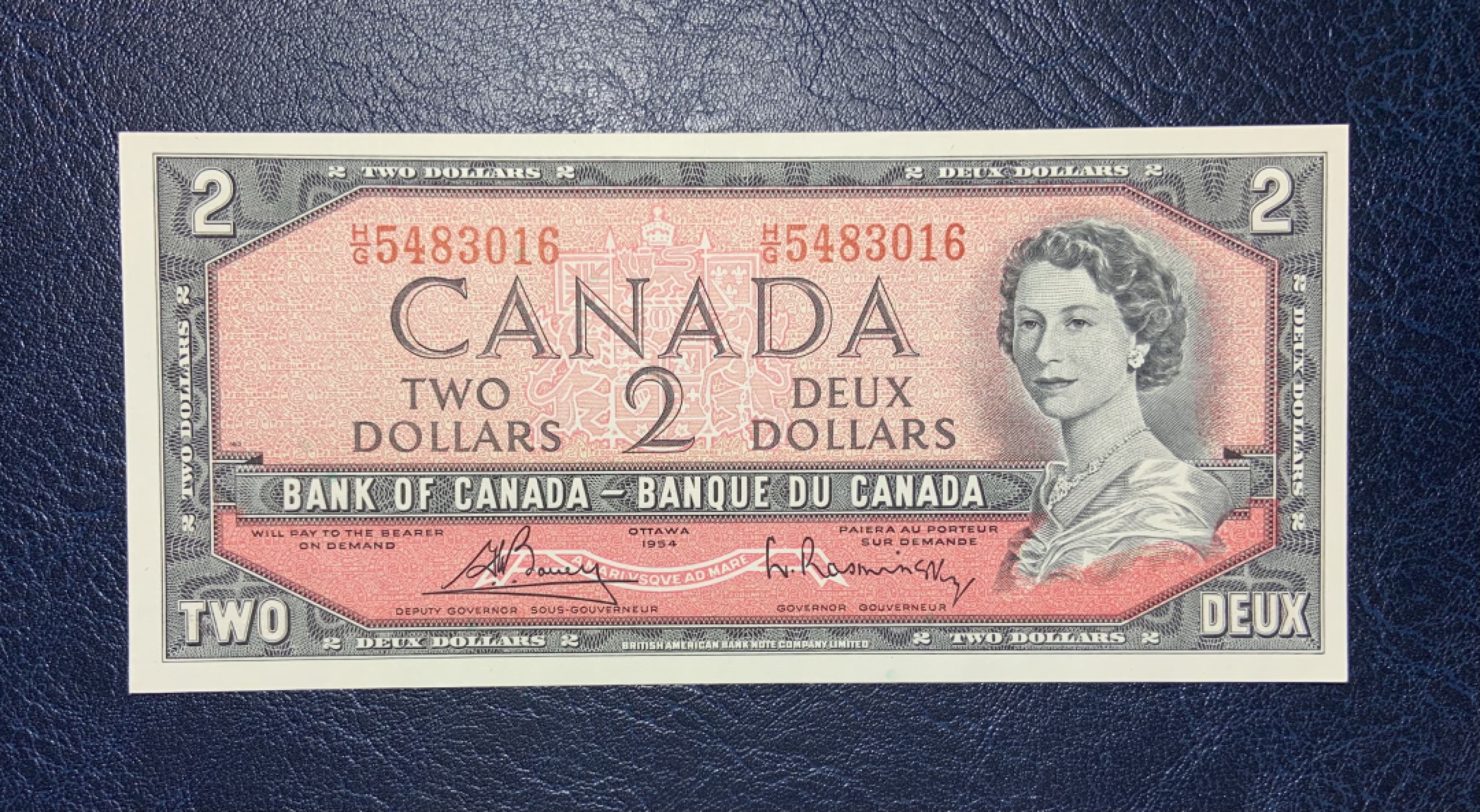 收藏联盟Quantum Auction 第182期拍卖 加拿大1954年2元 品相全新UNC 票面轻微点钞痕 非魔鬼脸