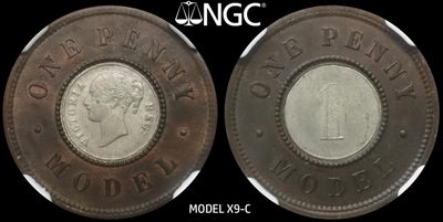 【RO.CL】第十七期 外国硬币 微拍 满3件/满200包邮 - 推荐！NGC MS63 亚军分 英国 ND（1844年）维多利亚女王 model 实验币 早期双芯金属硬币 X9-C版本 所见内外环衔接最好的品相 压制清晰 品相完美 实属难得 