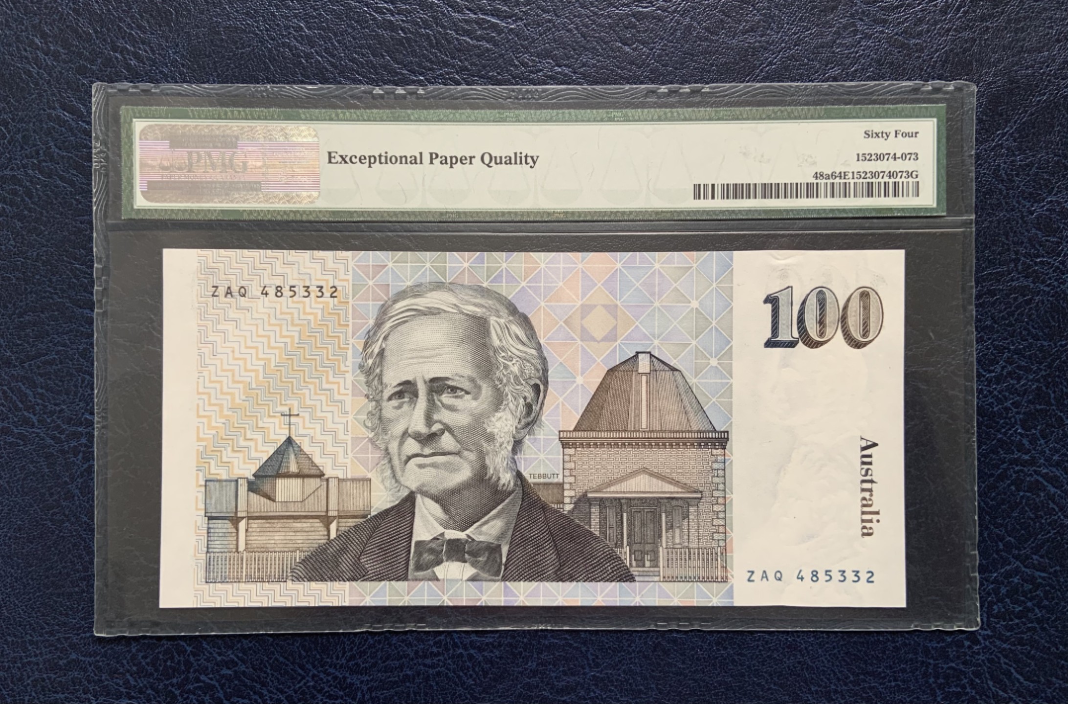 收藏联盟Quantum Auction 第182期拍卖 澳大利亚1984年100元 PMG64e 初版毛线球 道格拉斯.莫森爵士