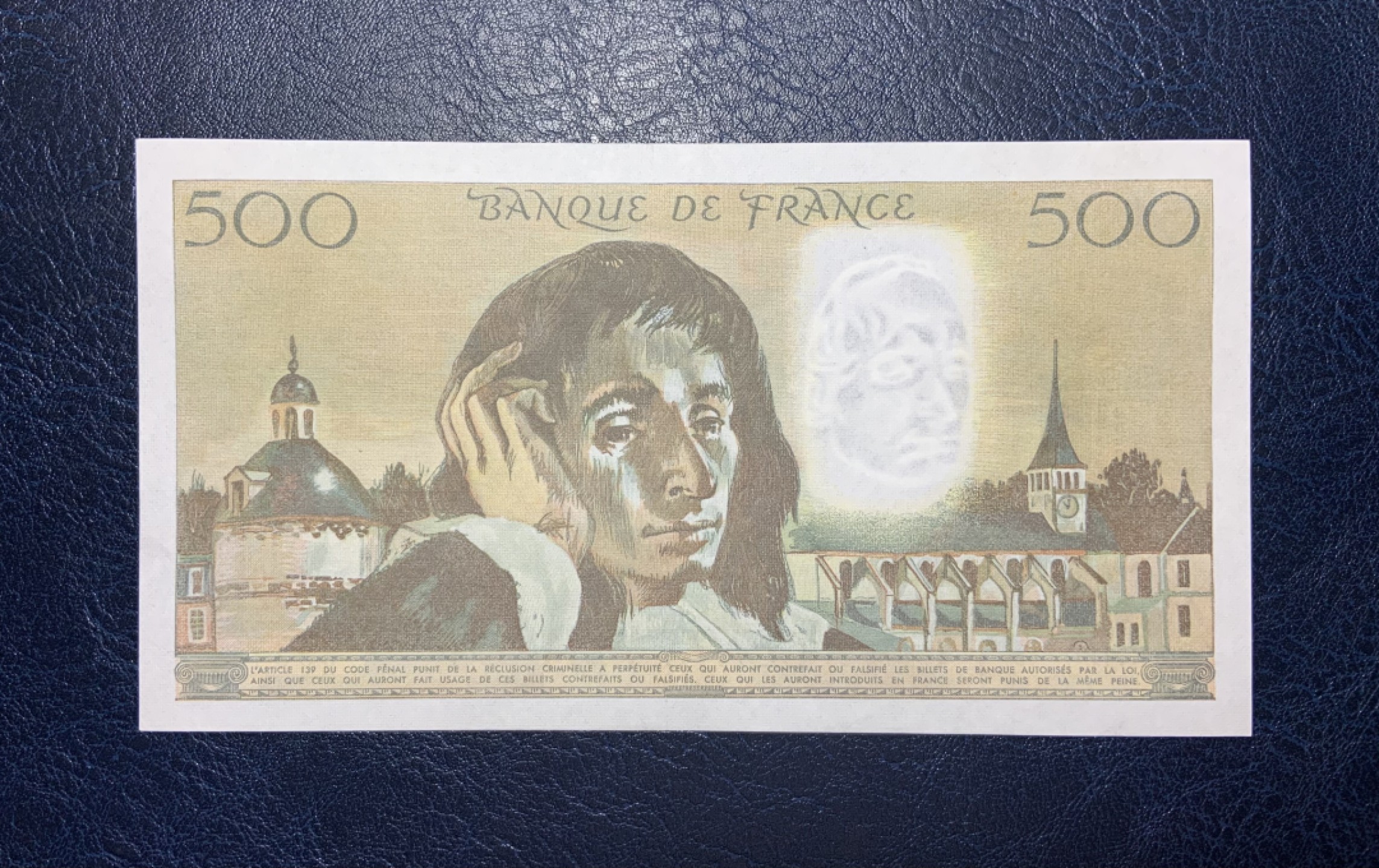 收藏联盟Quantum Auction 第182期拍卖 法国1983年500法郎 品相AU 无针孔 物理学家帕斯卡