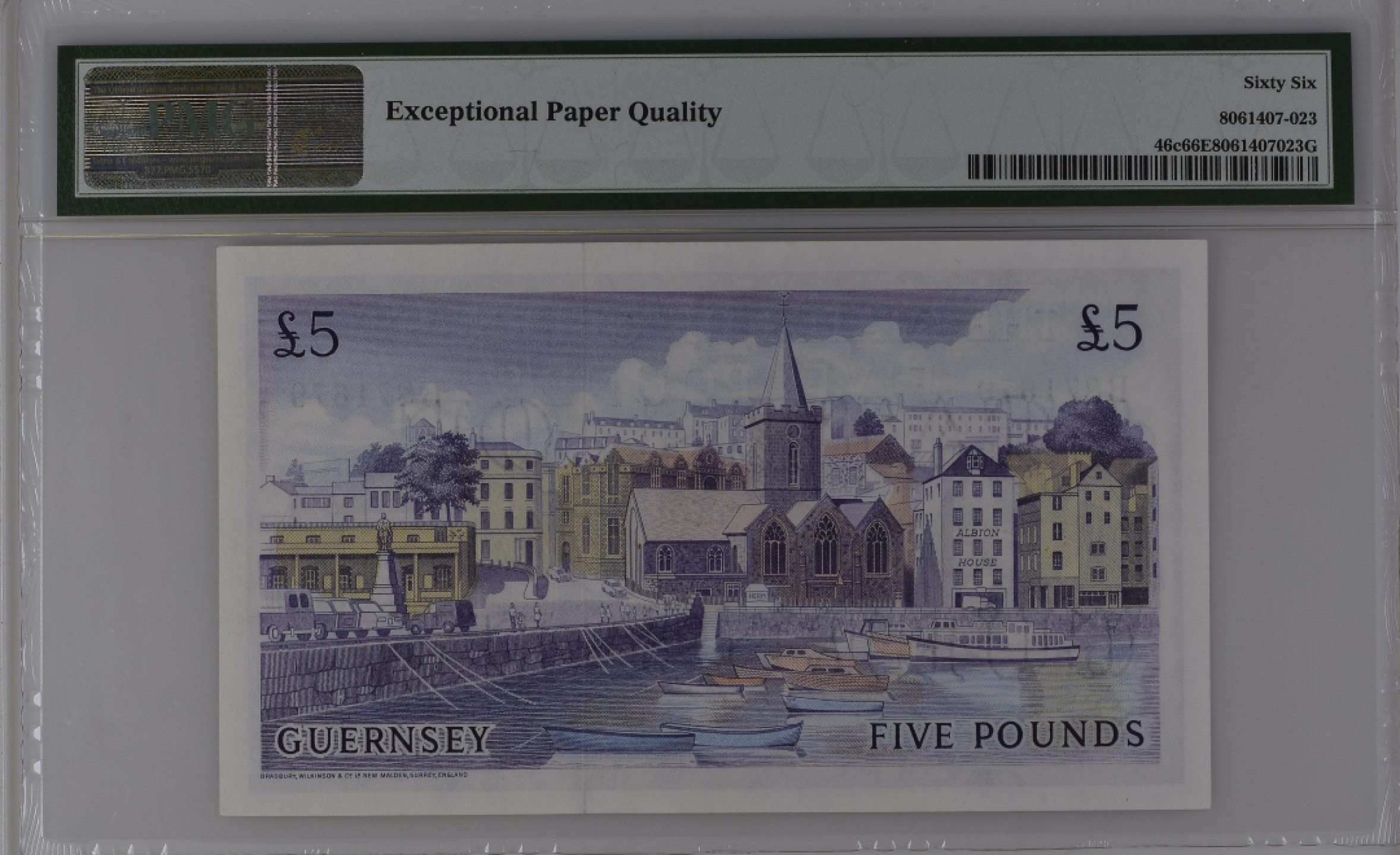收藏联盟Quantum Auction 第182期拍卖 格恩西1969-1975年5镑 PMG66 BWC彩背