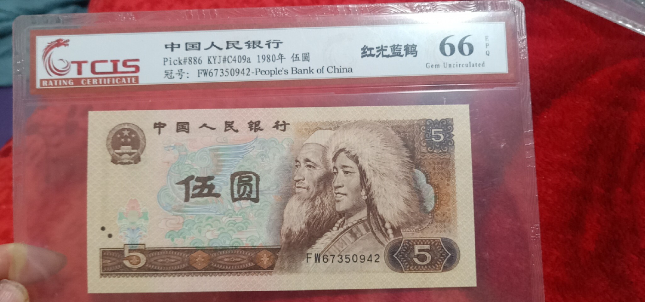 小英专心拍第577期 805红光蓝鹤一张，靓号天印评级