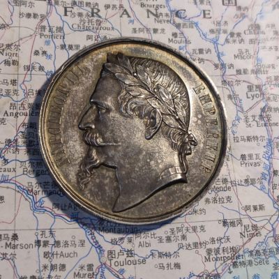gush小明220805 - 法国拿破仑三世农业银章 高浮雕，细小磕碰，品相还不错