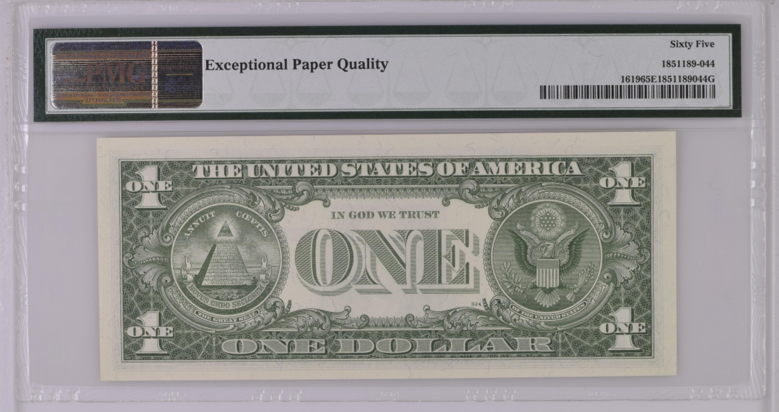 收藏联盟Quantum Auction 第182期拍卖 美国1957年1元 PMG65 银币券