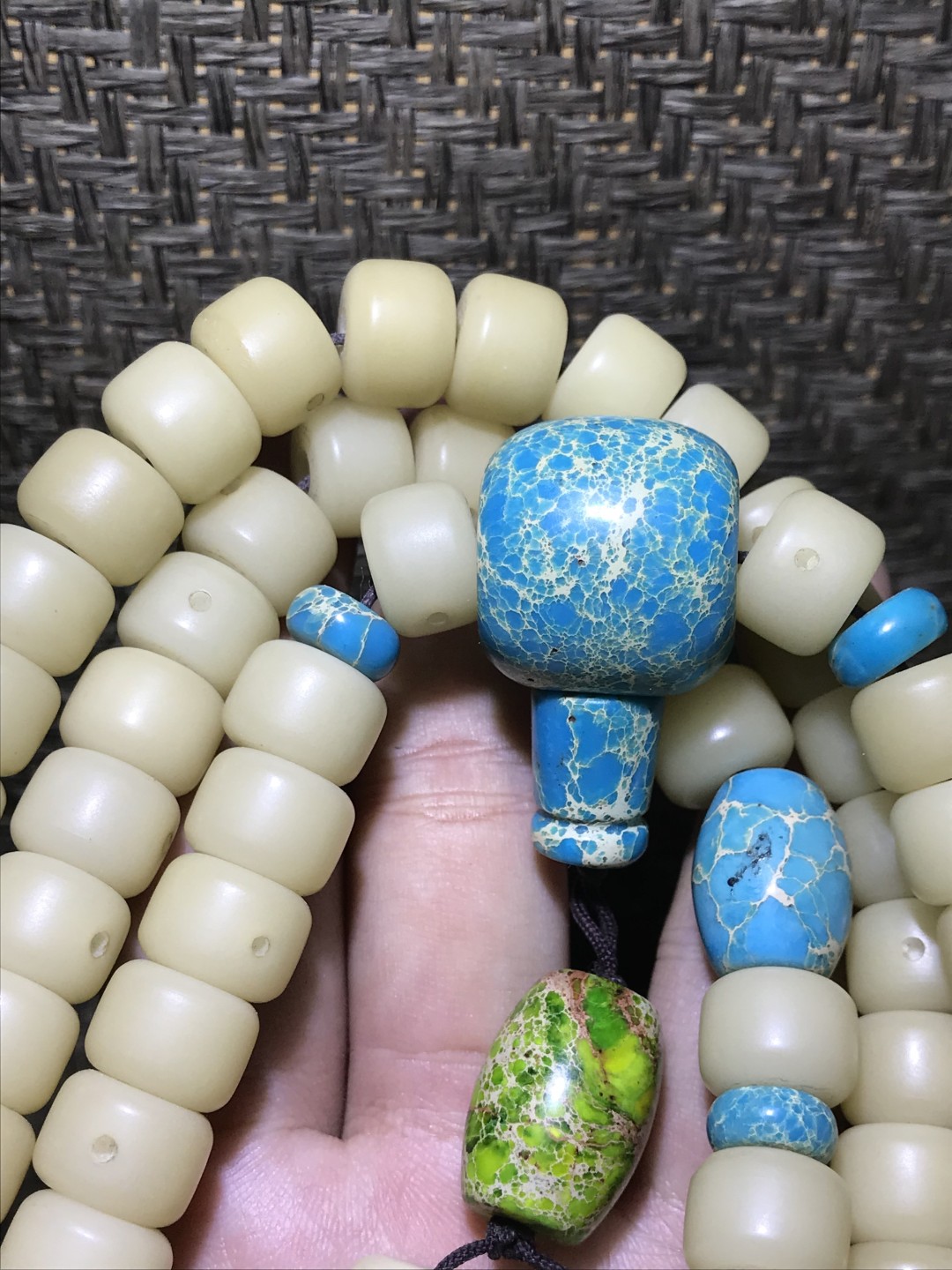 精美白玉菩提108+6大手串加帝王石配饰一套，