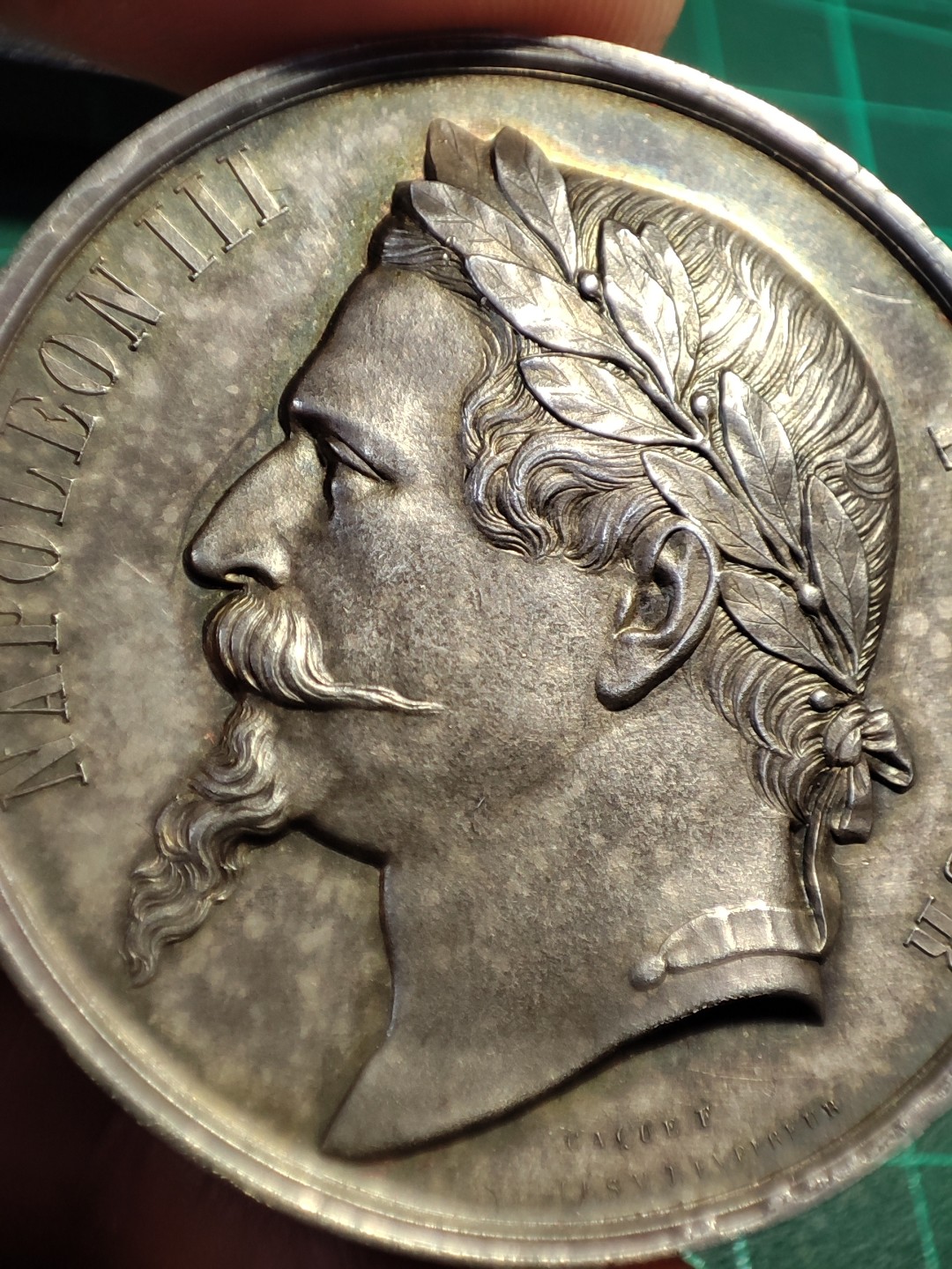 gush小明220805 法国拿破仑三世农业银章 高浮雕，细小磕碰，品相还不错