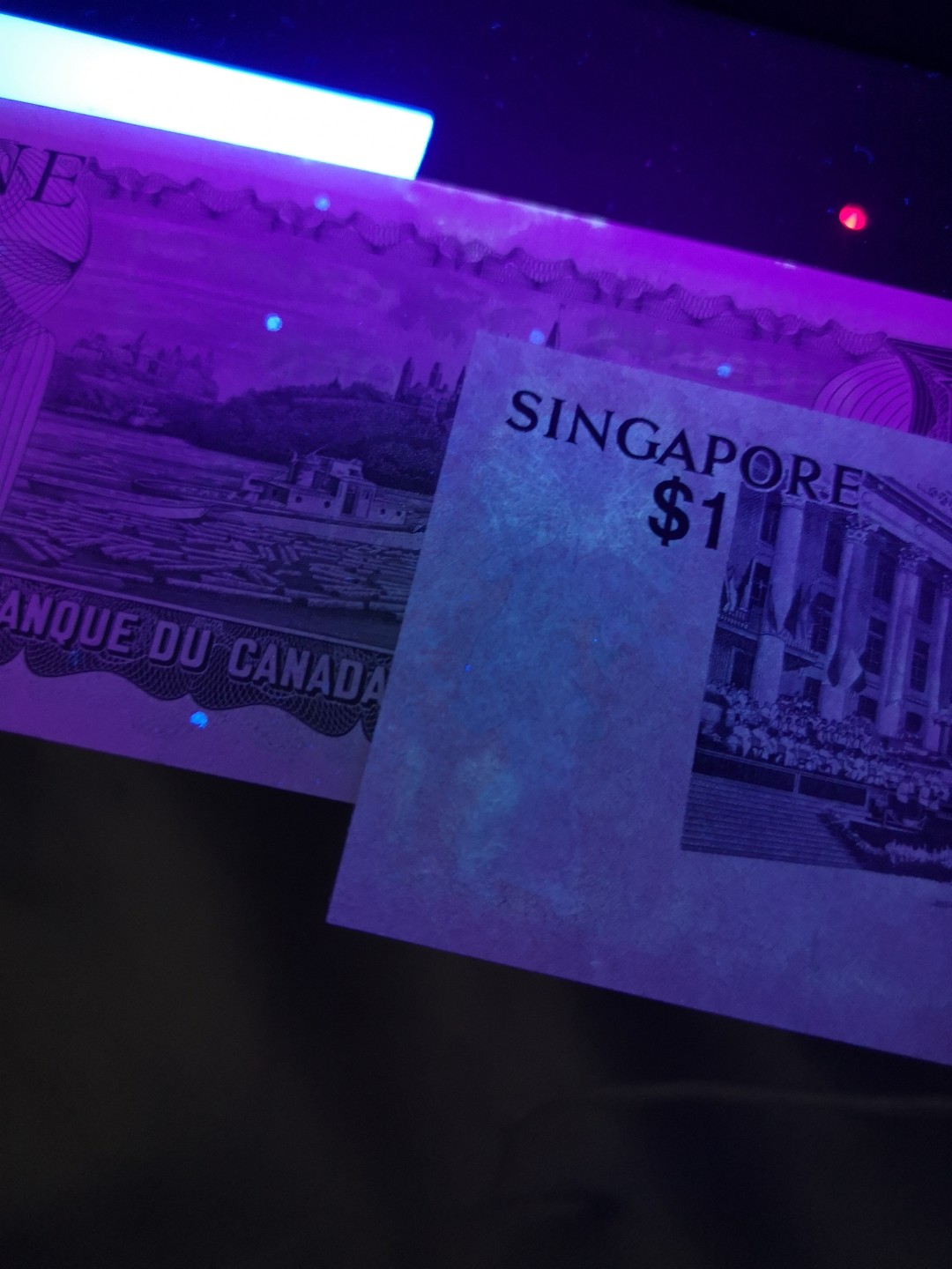 《外钞收藏家》第一百九十三期 新加坡、乌克兰、加拿大三张 近全新 新加坡和加拿大有少许潮