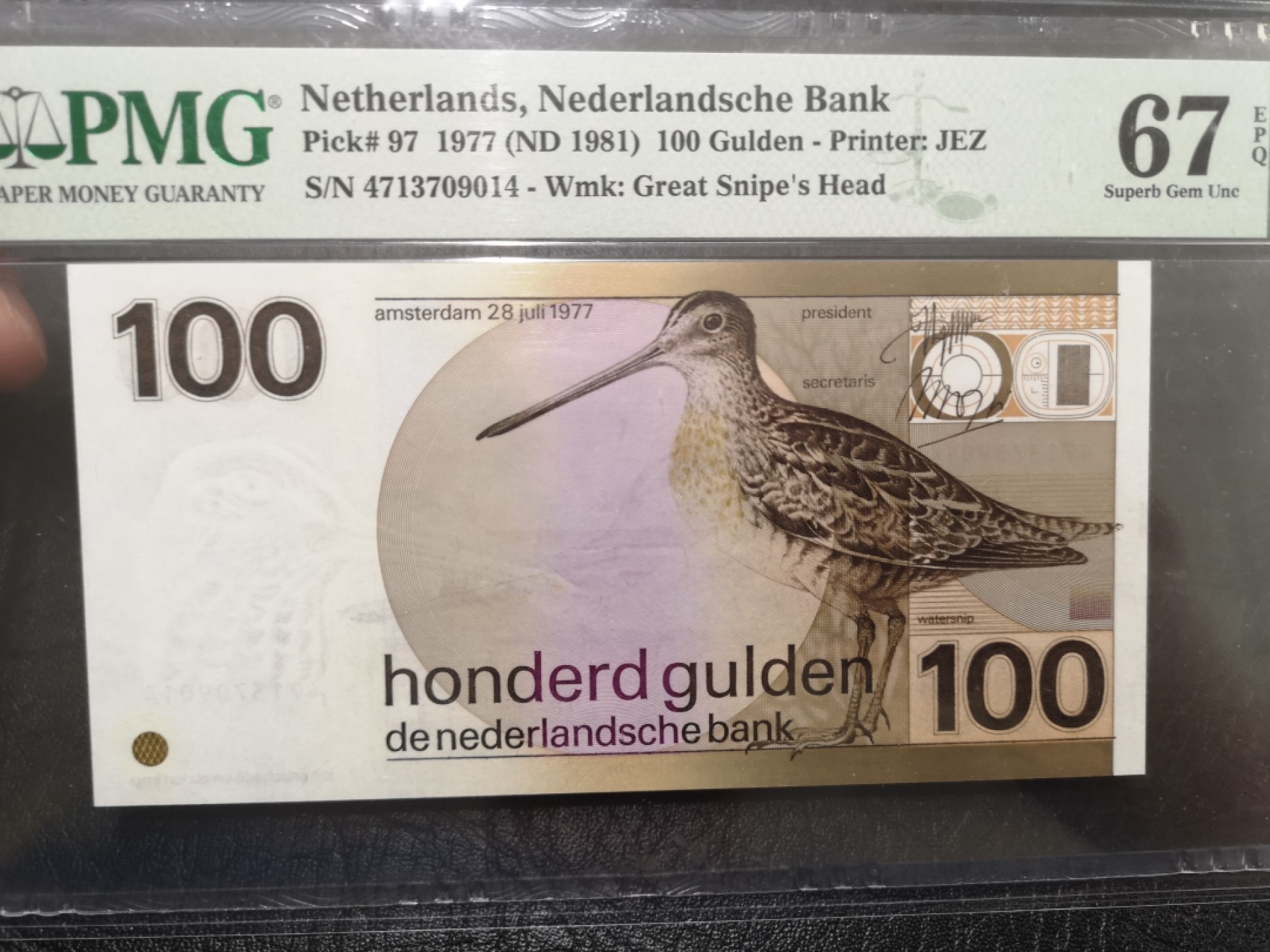 《外钞收藏家》第一百九十三期 1977年荷兰100盾 PMG67