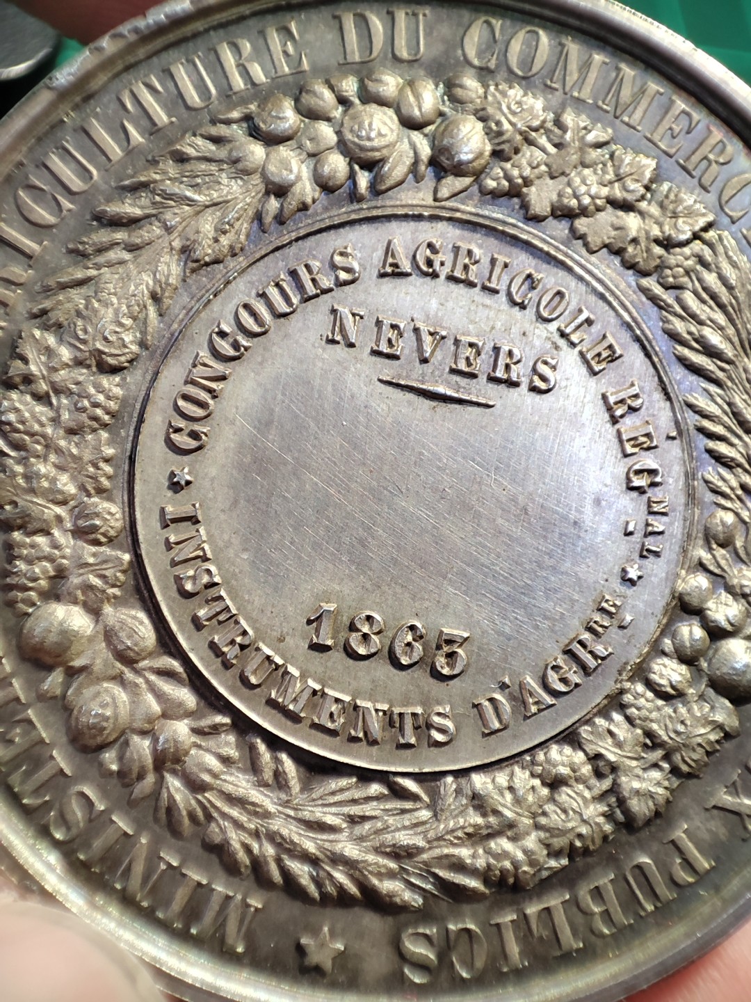 gush小明220805 法国拿破仑三世农业银章 高浮雕，细小磕碰，品相还不错