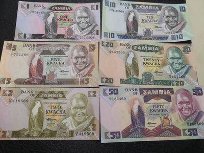 《外钞收藏家》第一百九十三期 - 赞比亚1-50 六张一起 全新UNC