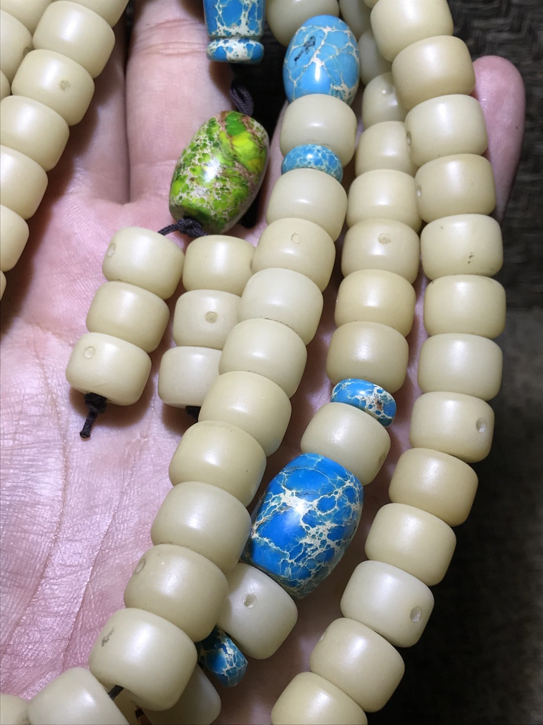 精美白玉菩提108+6大手串加帝王石配饰一套，
