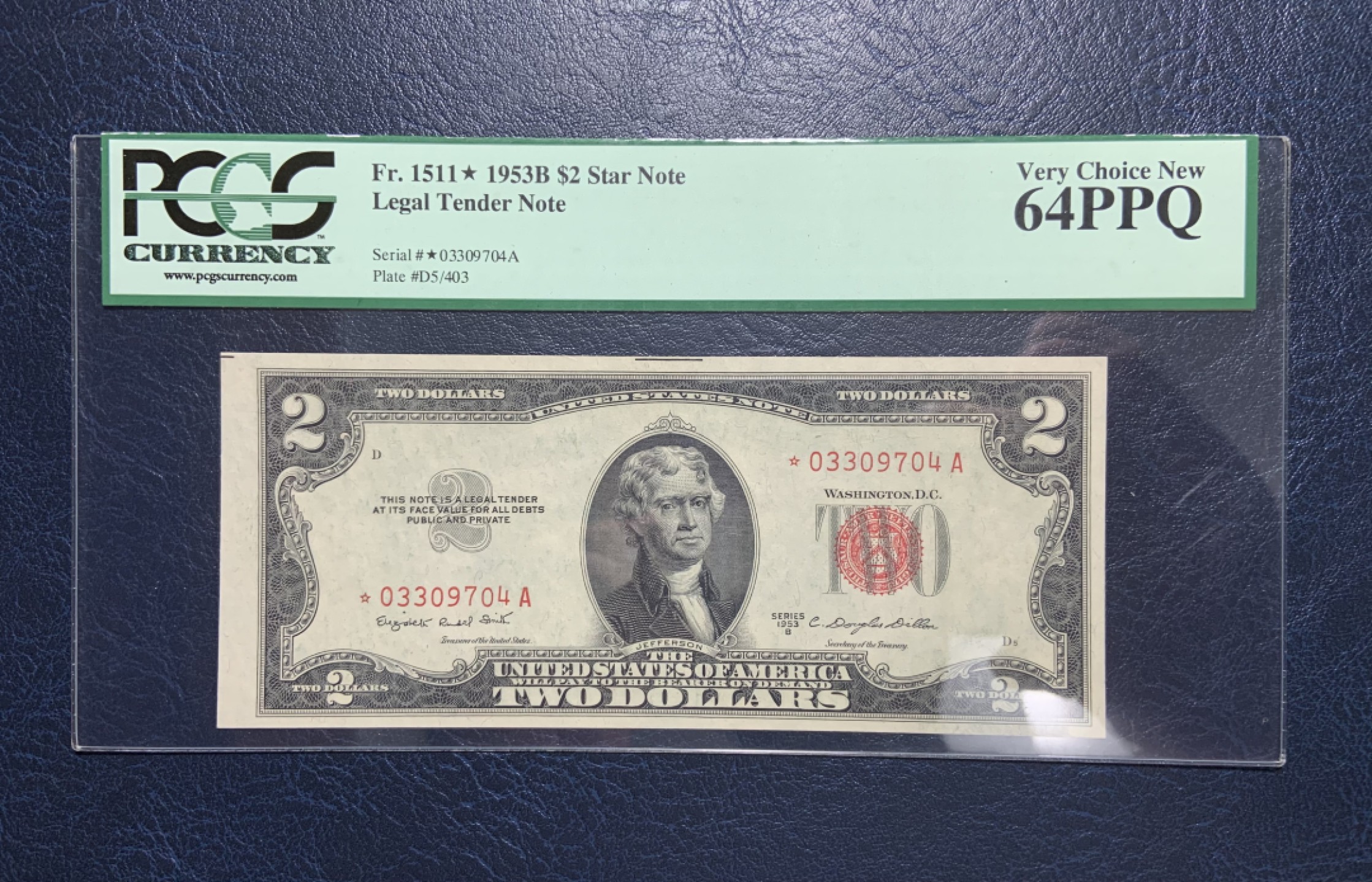 收藏联盟Quantum Auction 第182期拍卖 美国1953年2美元 PCGS64ppq 稀少星补号
