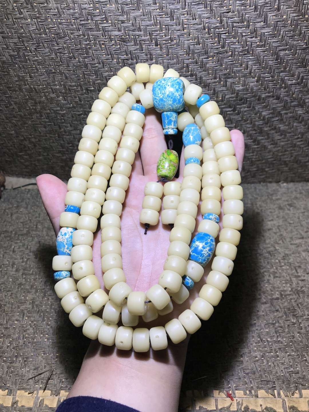 精美白玉菩提108+6大手串加帝王石配饰一套，