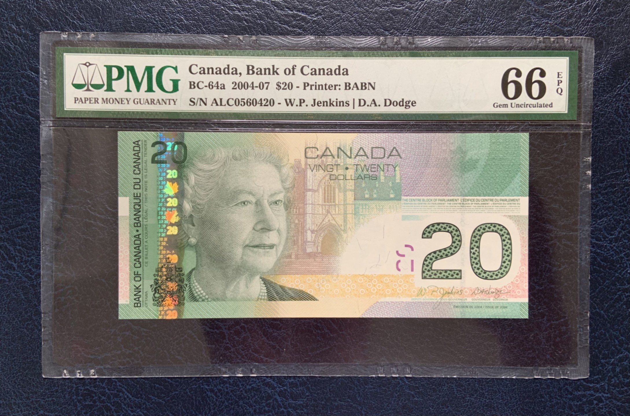 收藏联盟Quantum Auction 第182期拍卖 加拿大2005年20元 PMG66 早期纸质钞