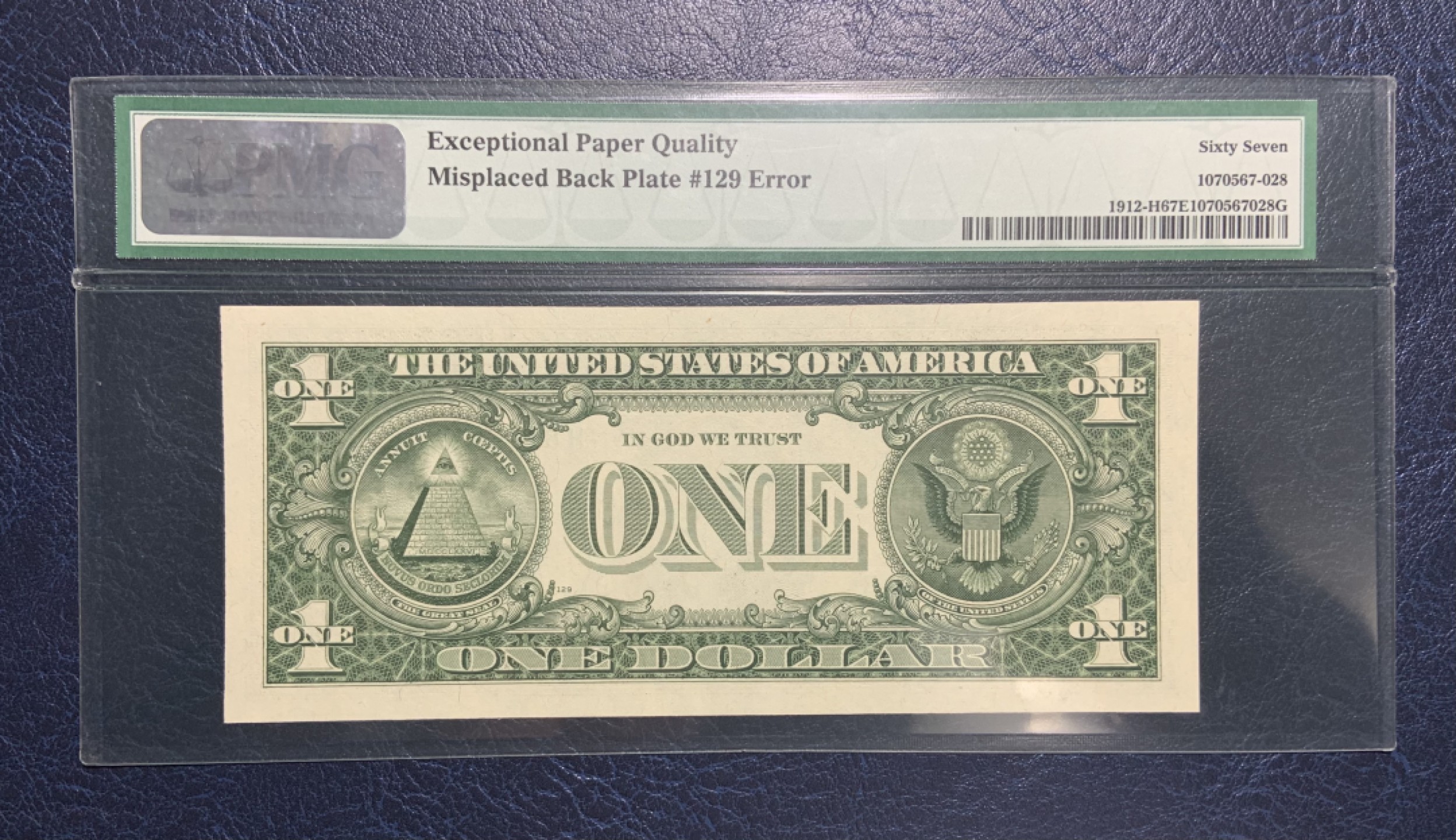 收藏联盟Quantum Auction 第182期拍卖 美国1981年1美元 PMG67 豹子号且为错钞 稀少