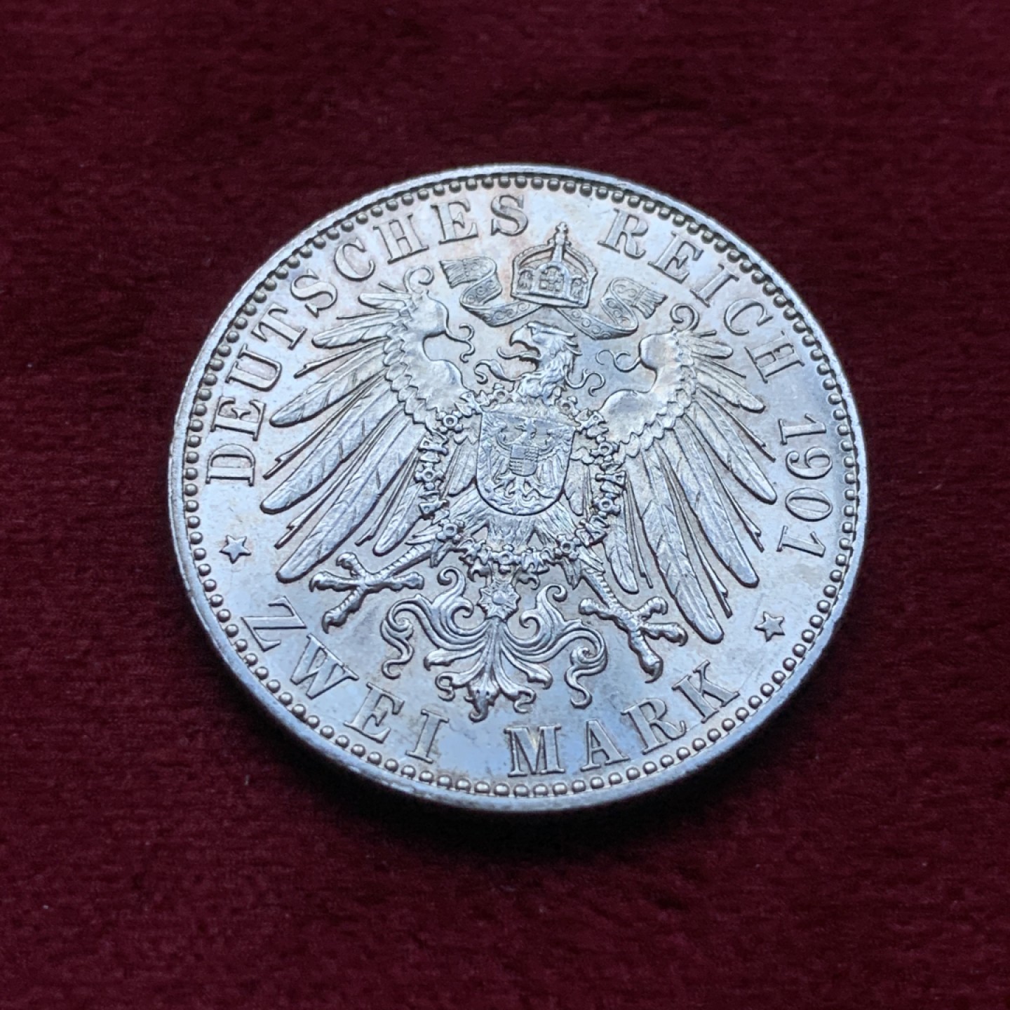 《竞宝斋》第82场-本周日，周一，周四3场拍卖（全场不限金额包邮） 德国普鲁士 1901年 200周年纪念2马克 银币 原光好品 可以送评